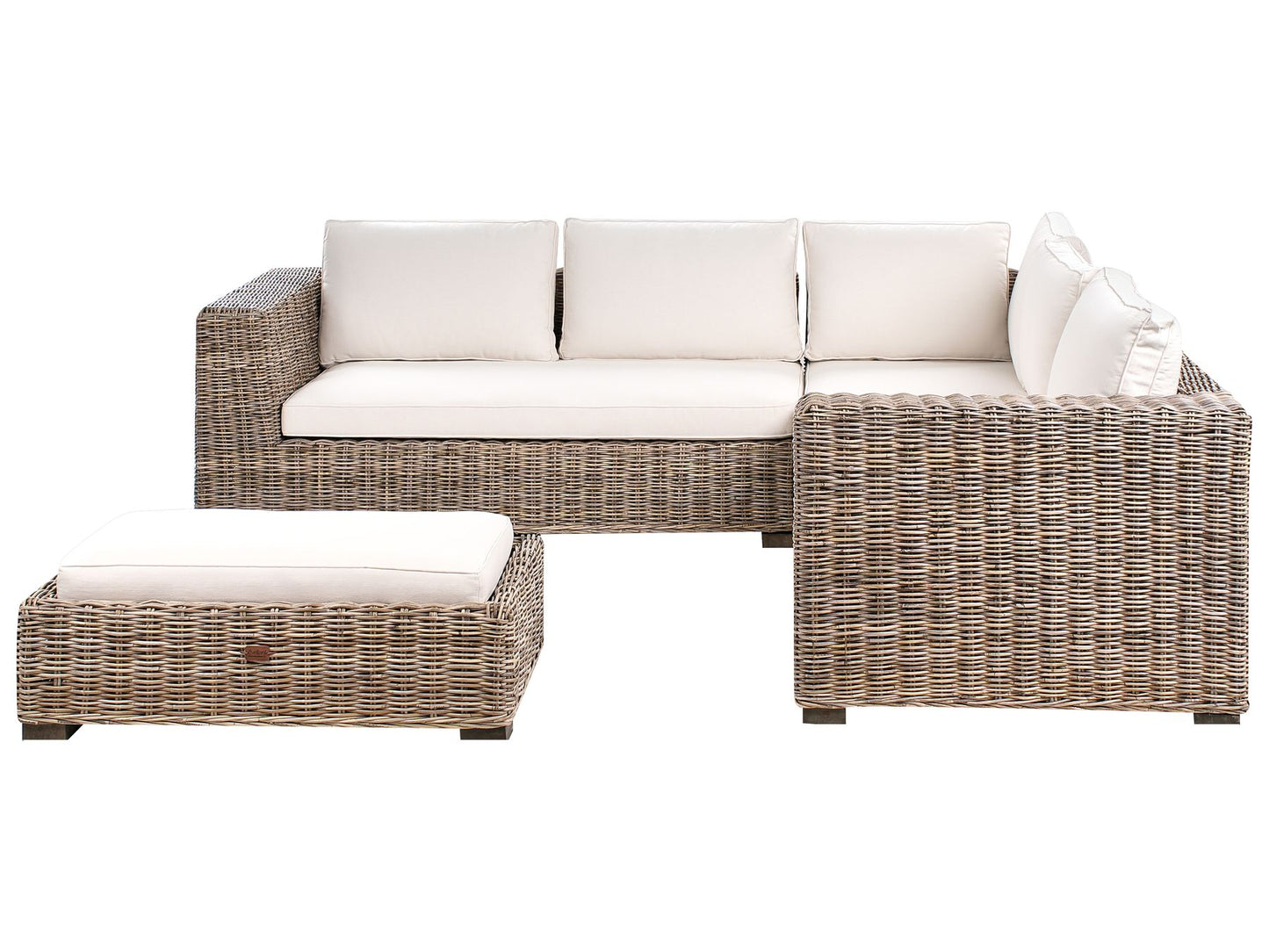 Garden Corner Sofa with Ottoman 5 Seater RINELLA Rattan Grey
