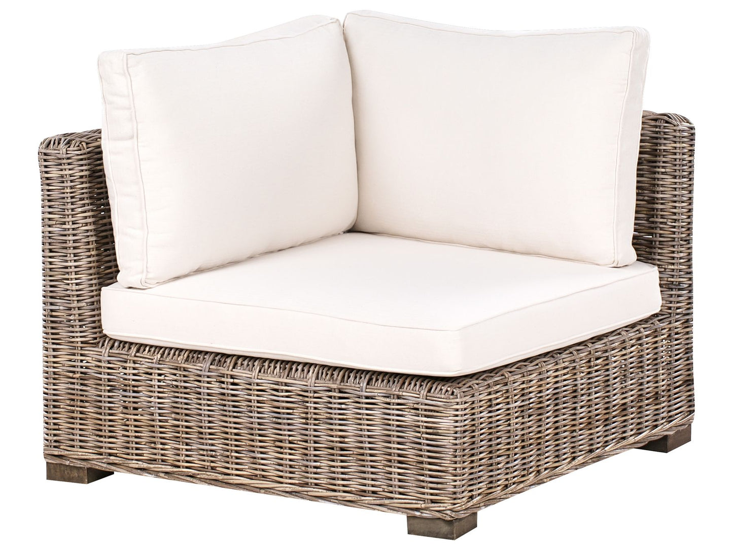 Garden Corner Sofa with Ottoman 5 Seater RINELLA Rattan Grey