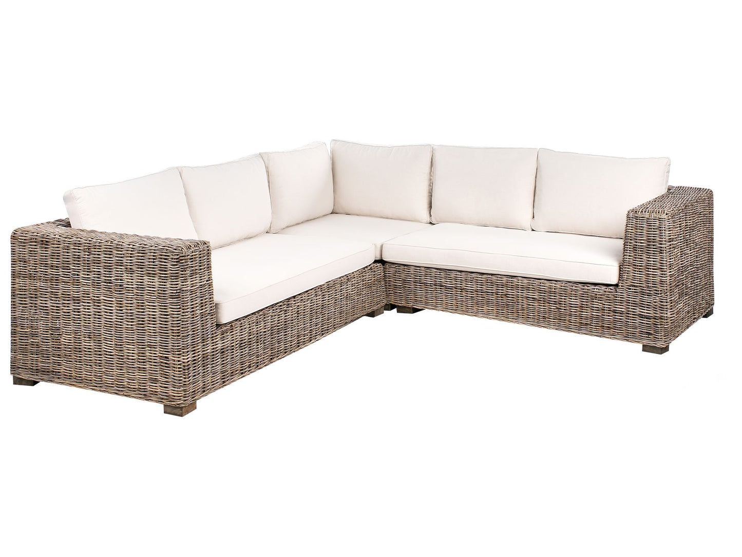 Garden Corner Sofa with Ottoman 5 Seater RINELLA Rattan Grey