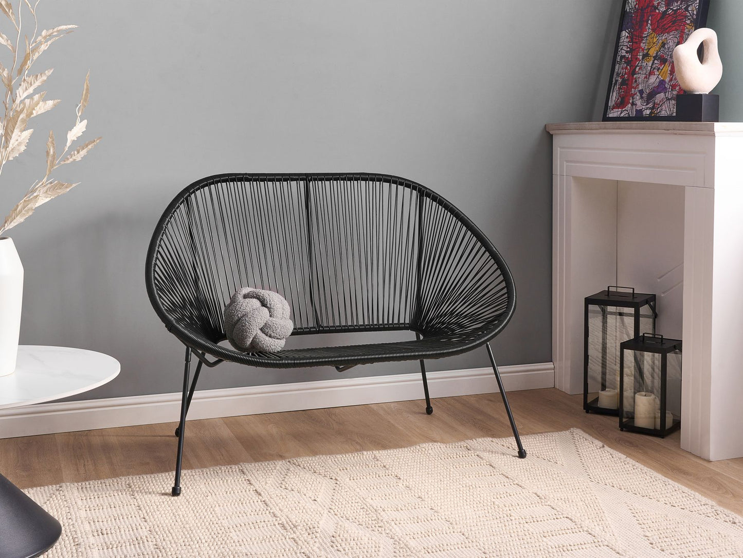 Garden Bench ACAPULCO II 113 cm PE Rattan Black