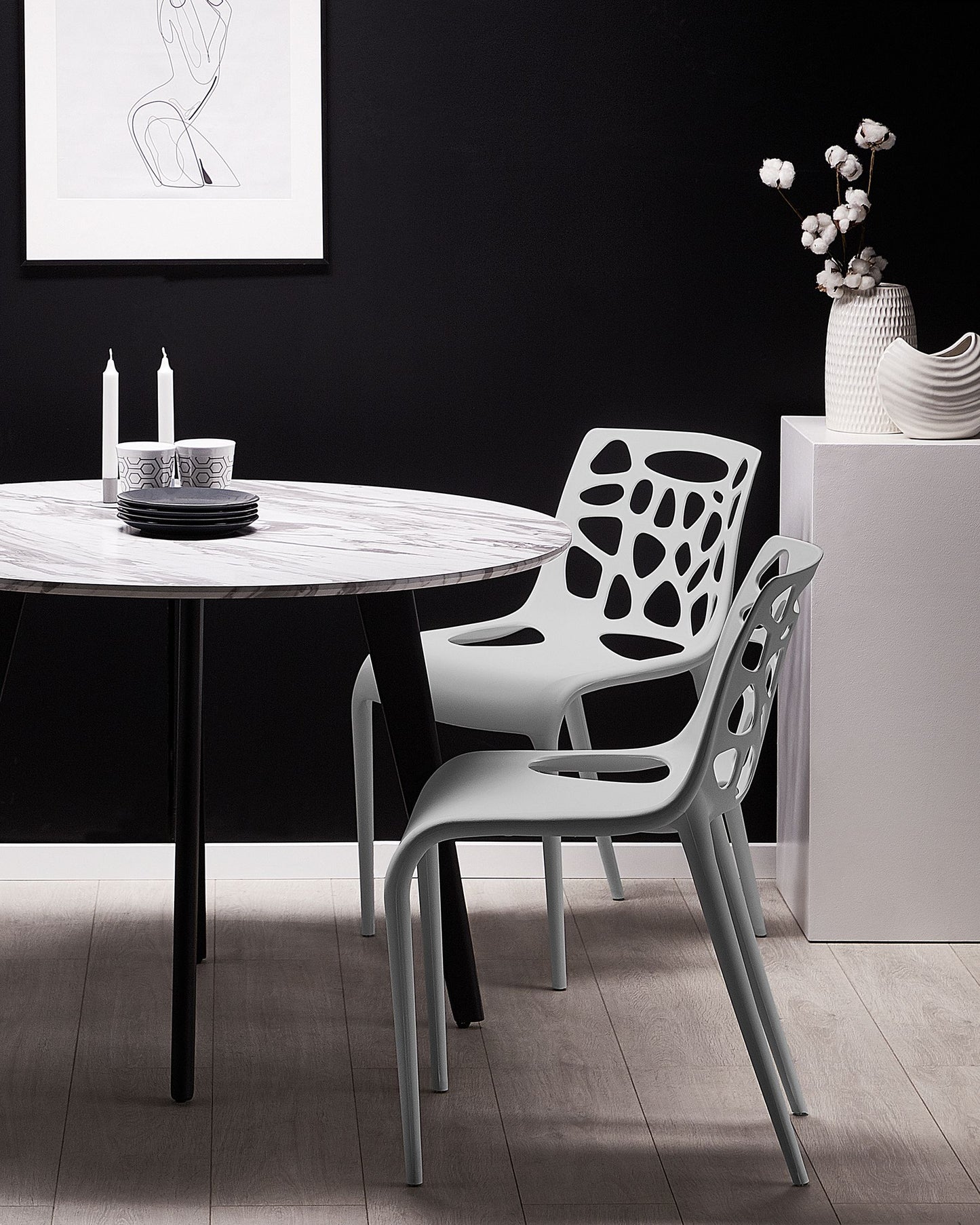 Set of 2 Dining Chairs MORGAN Synthetic Material Grey