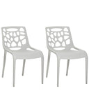Set of 2 Dining Chairs MORGAN Synthetic Material Grey
