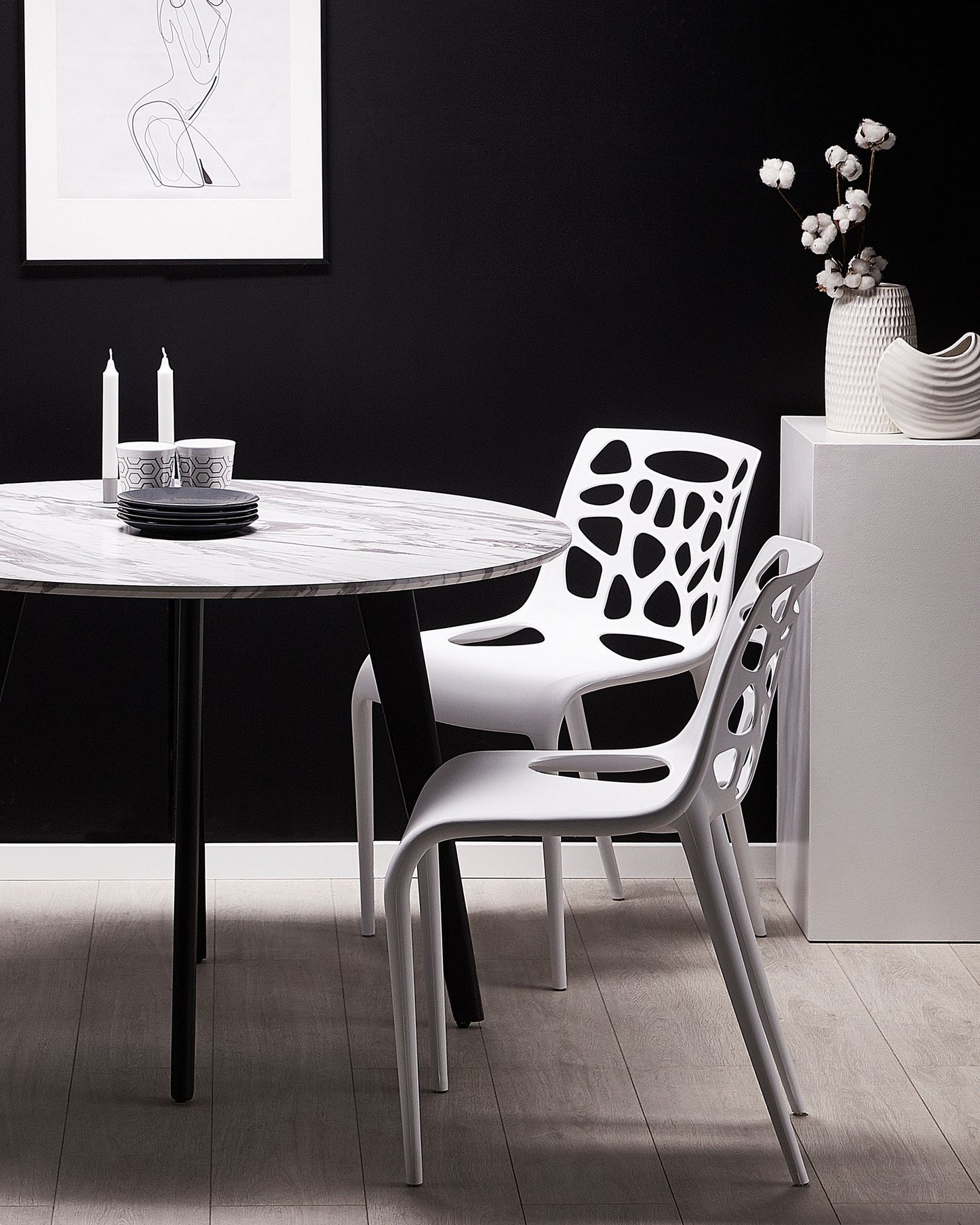 Set of 2 Dining Chairs MORGAN Synthetic Material White