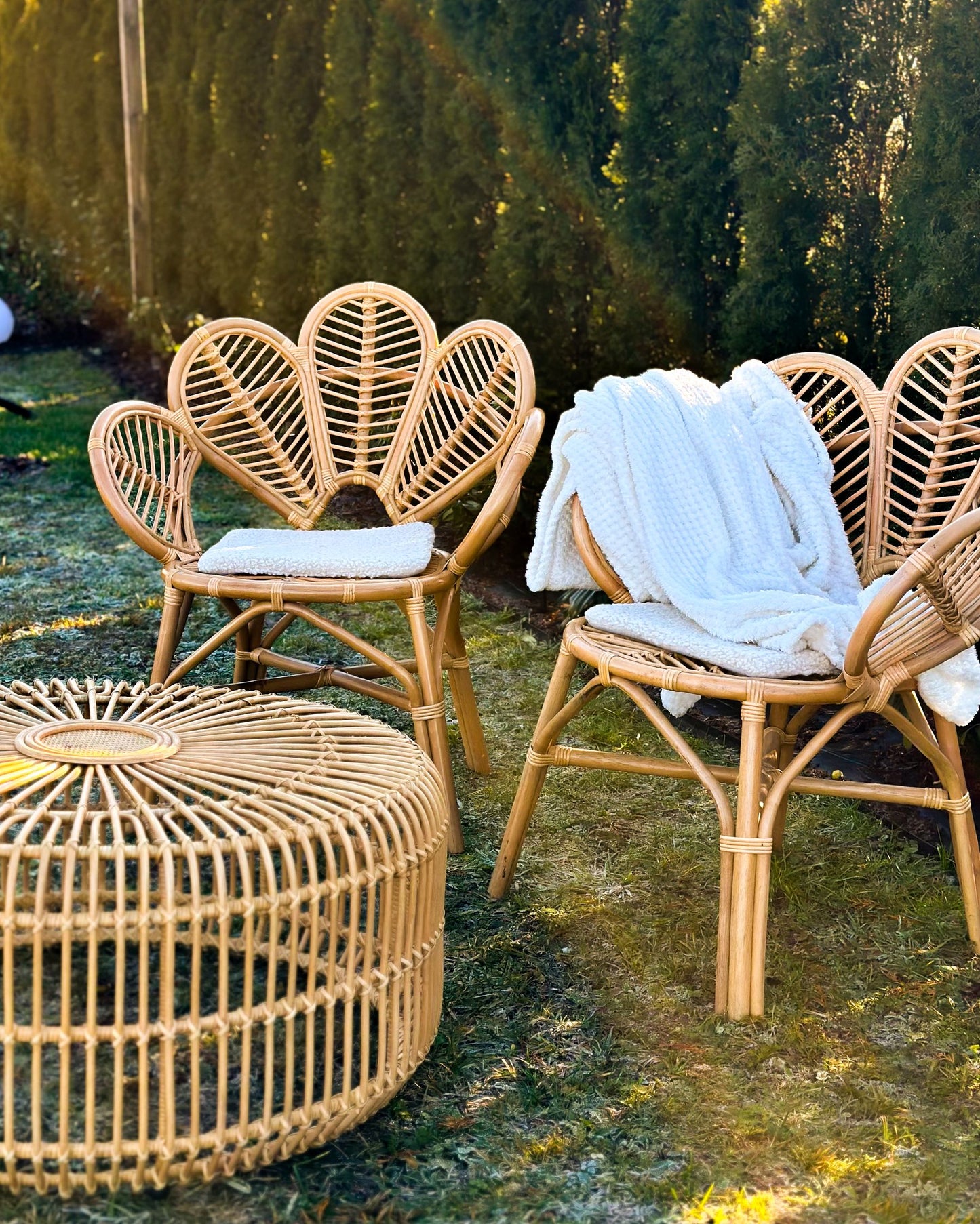 Bistro Set with Cushions FLORENTINE / LIMNI Rattan Beige