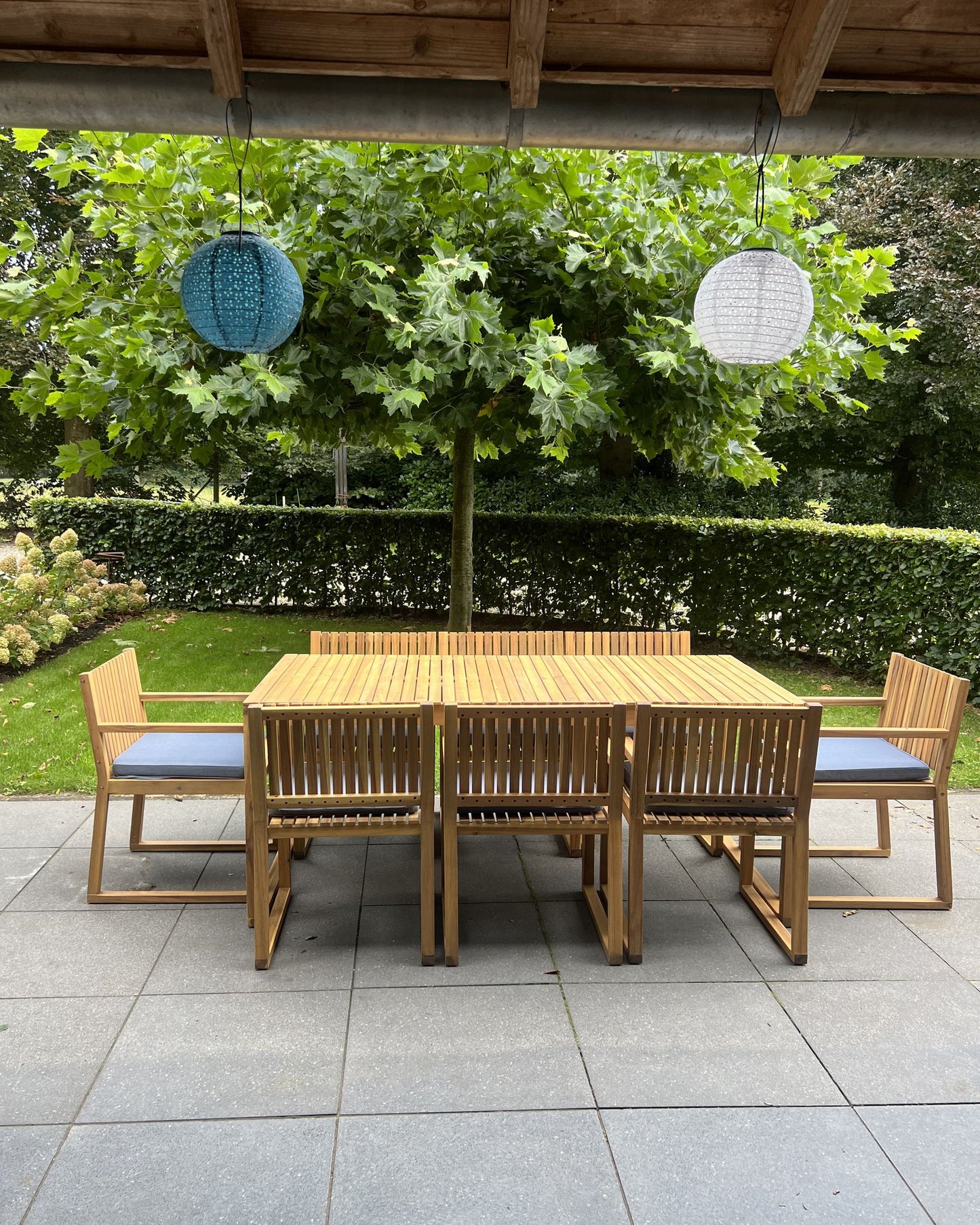 Garden Dining Set 8 Seater SASSARI II with Cushions Certified Acacia Wood Blue