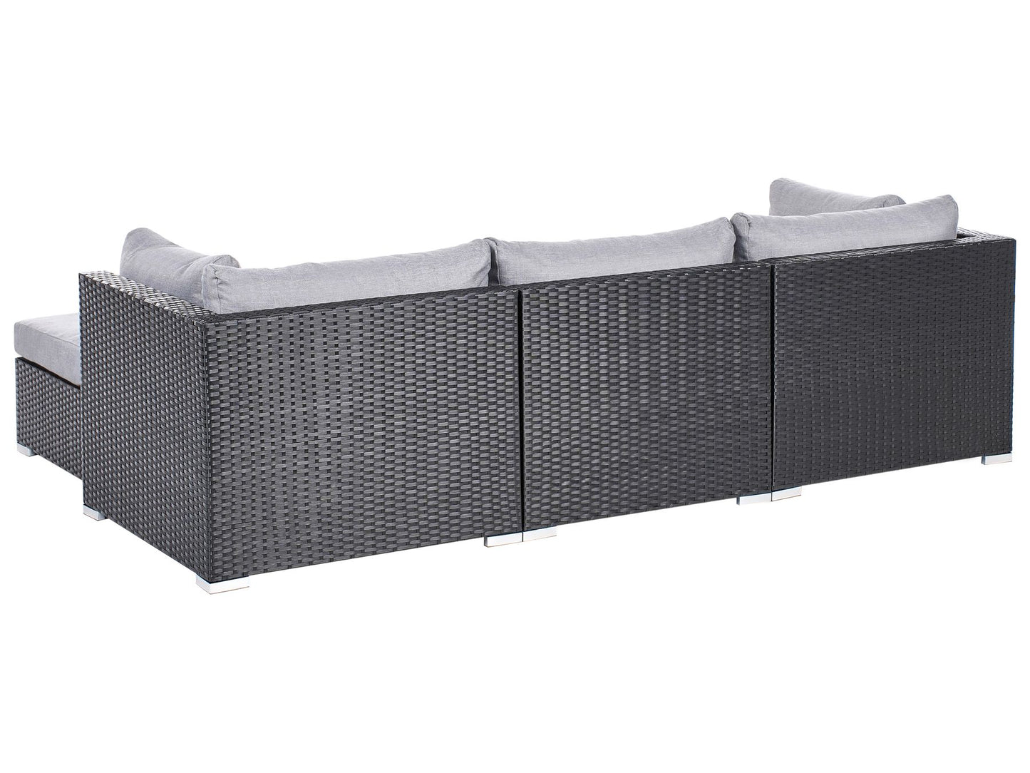Garden Corner Sofa with Table 4 Seater SANO Left Hand PE Rattan Black