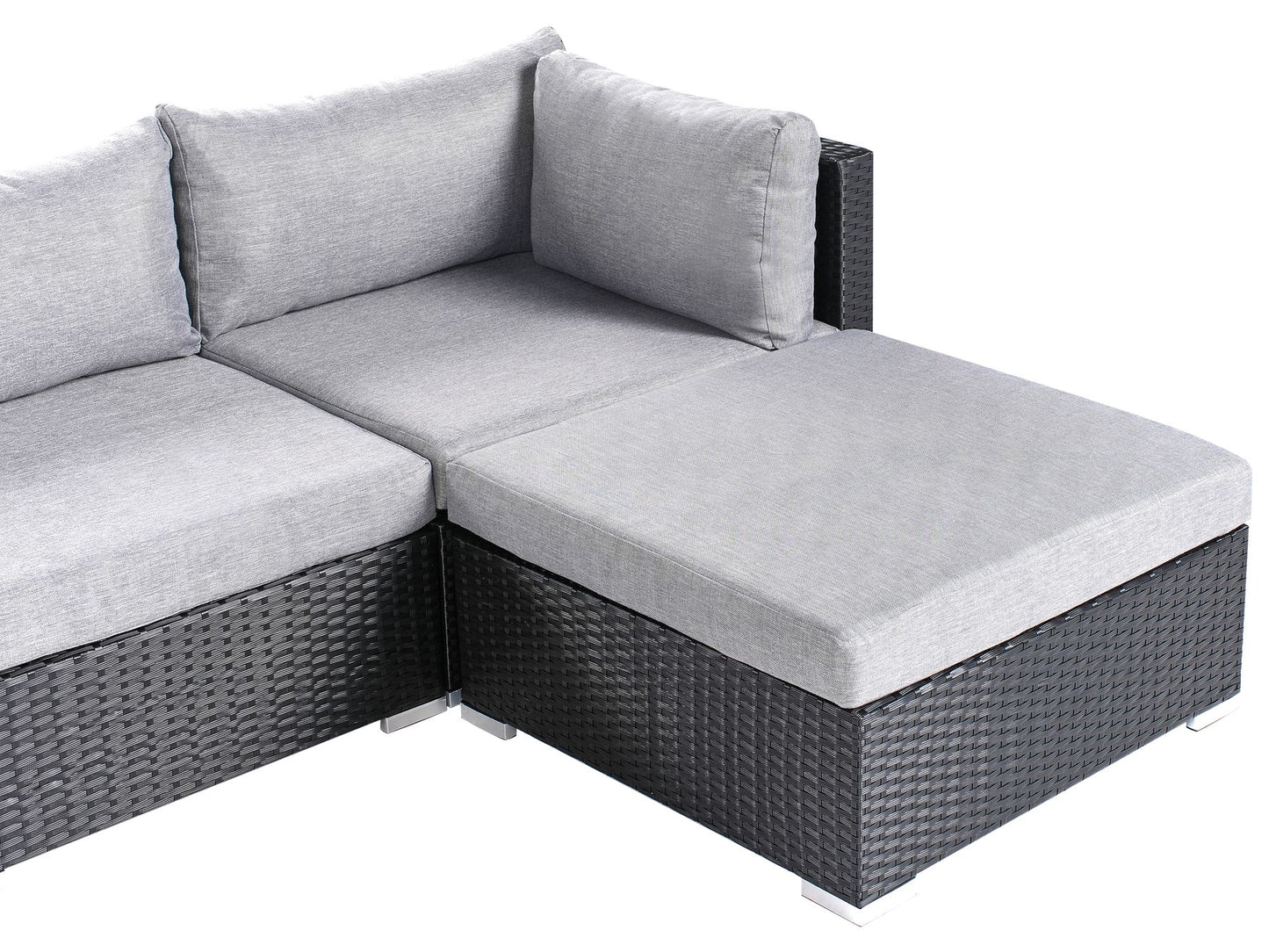 Garden Corner Sofa with Table 4 Seater SANO Left Hand PE Rattan Black
