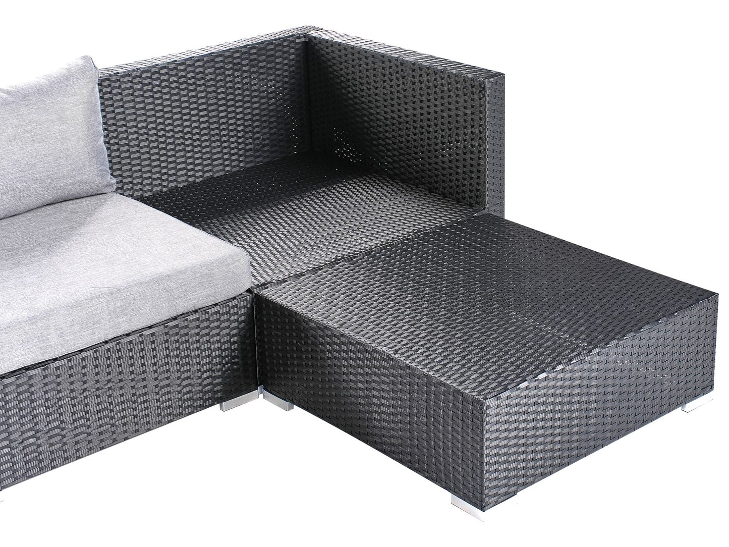 Garden Corner Sofa with Table 4 Seater SANO Left Hand PE Rattan Black