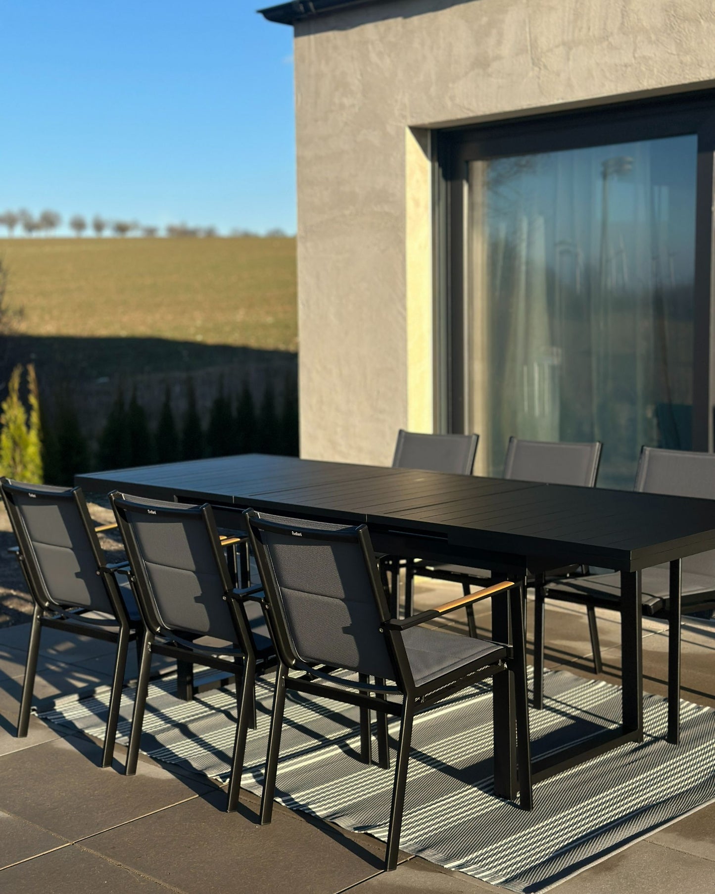 Garden Dining Set 6 Seater VALCANETTO/BUSSETO Metal Black