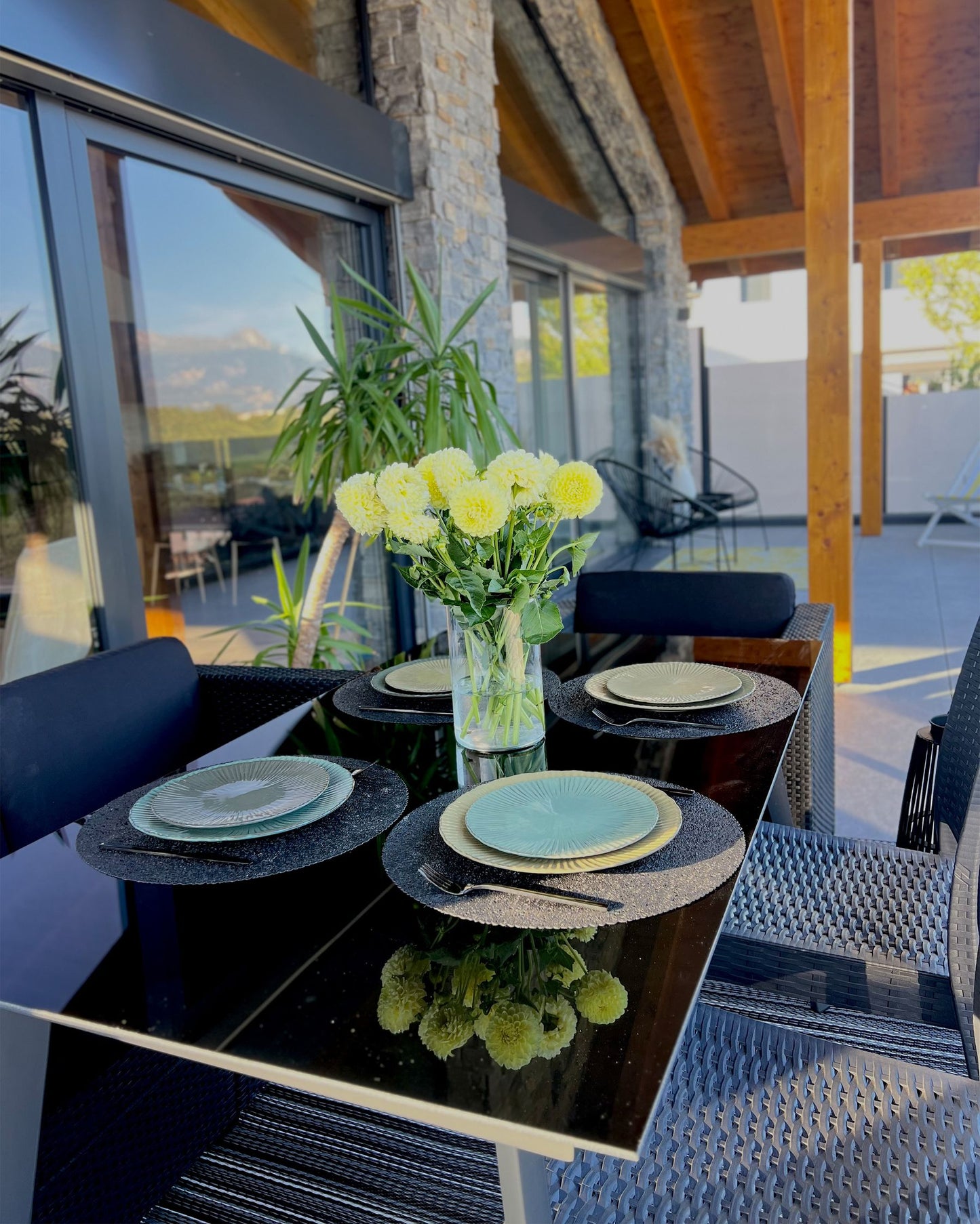Garden Dining Set 4 Seater MILETO with Cushions Metal Grey
