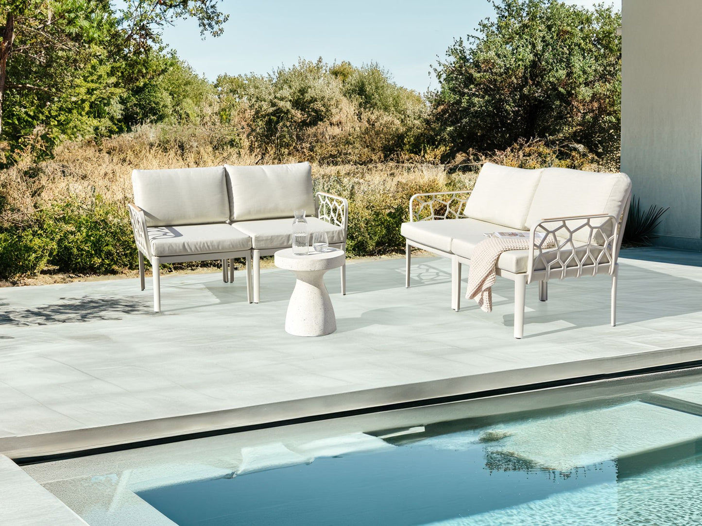 Garden Sofa Set 4 Seater ERICHE Light Beige