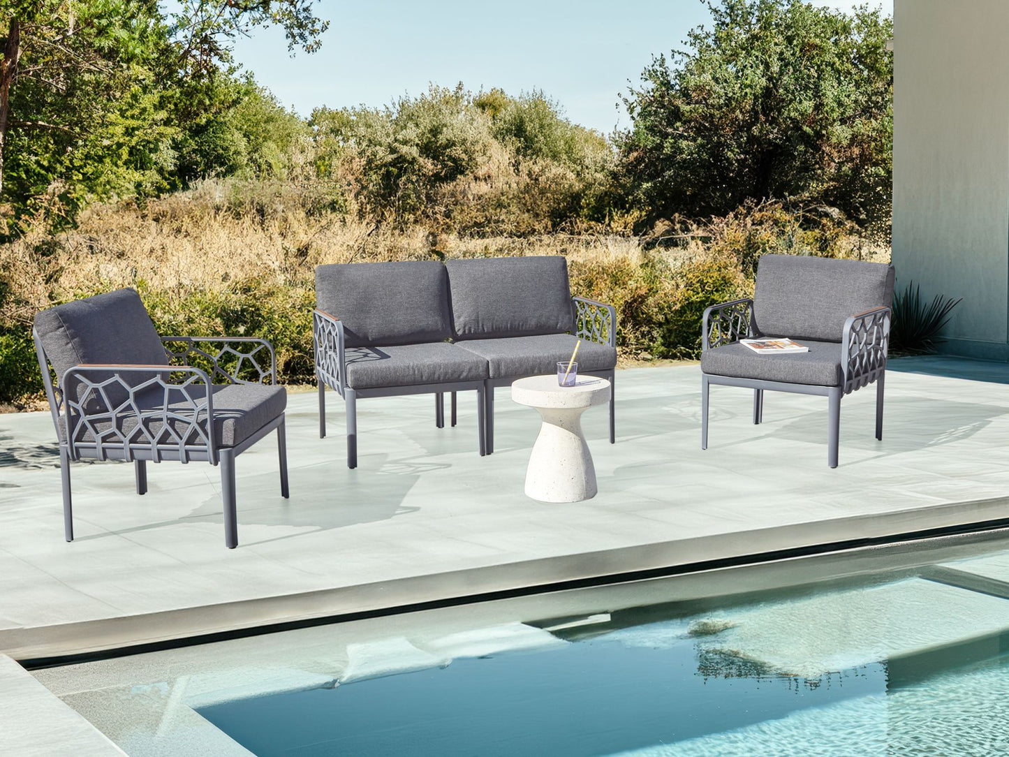 Garden Sofa Set 4 Seater ERICHE Dark Grey