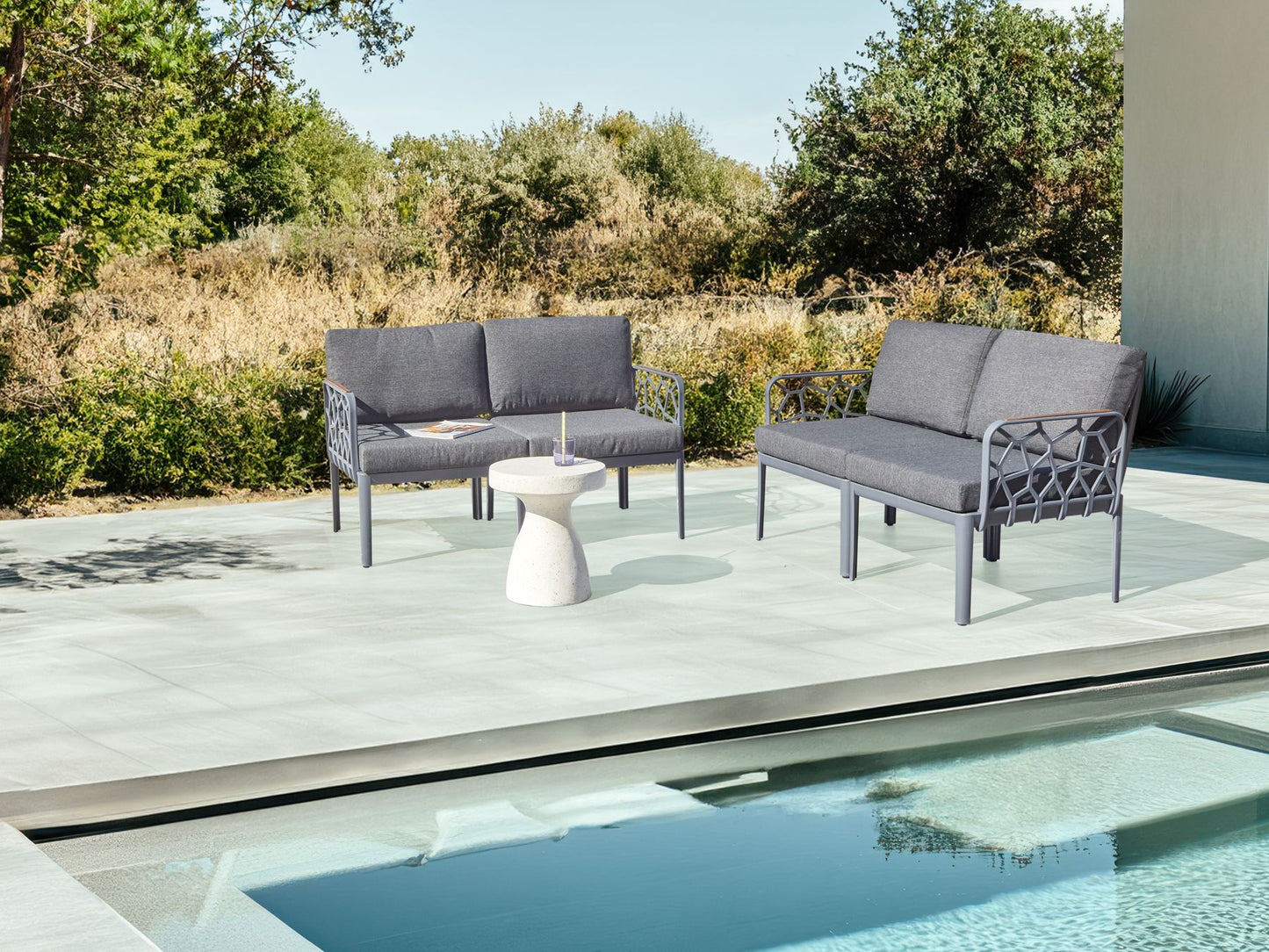 Garden Sofa Set 4 Seater ERICHE Dark Grey