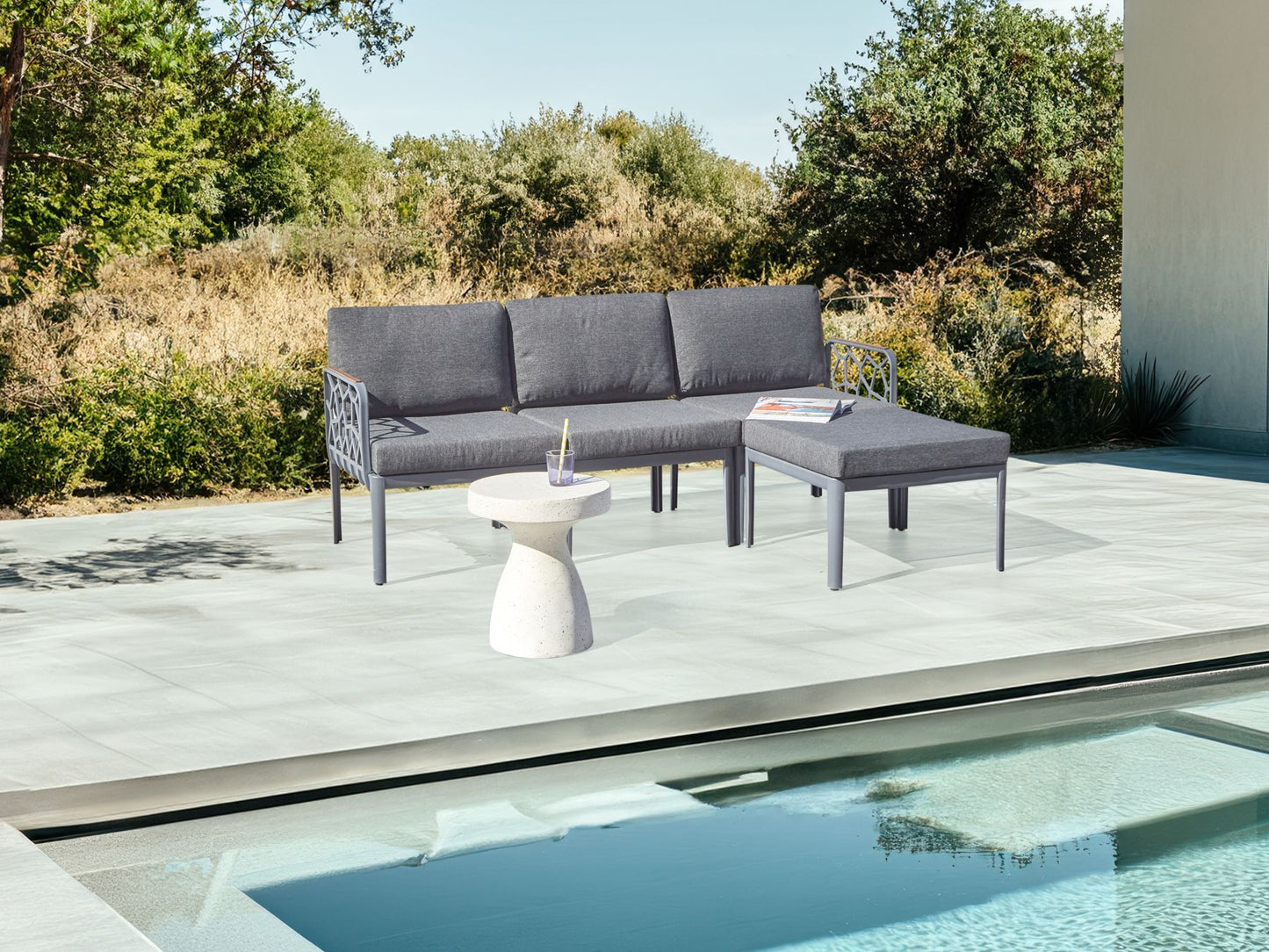 Garden Sofa Set 4 Seater ERICHE Dark Grey