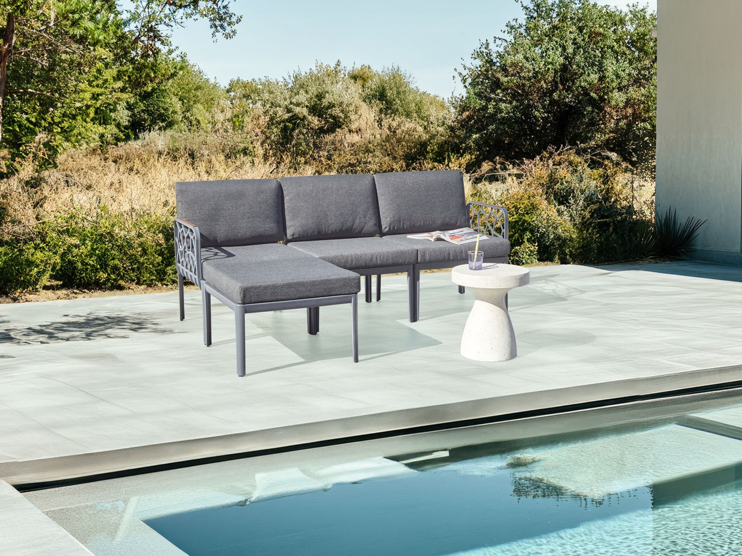 Garden Sofa Set 4 Seater ERICHE Dark Grey