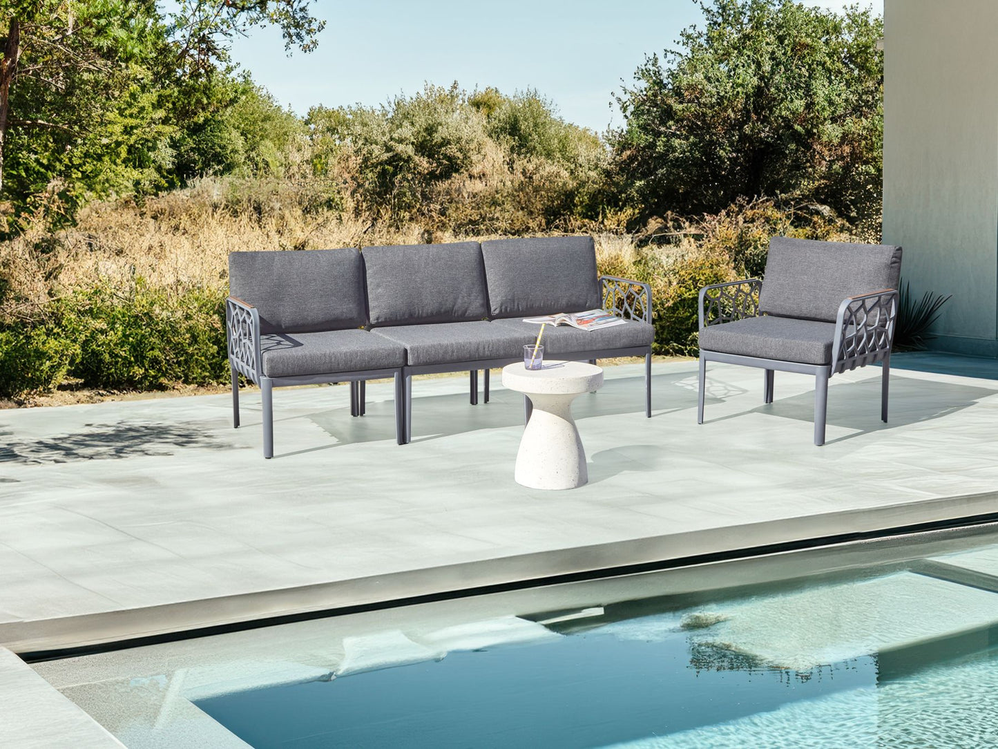 Garden Sofa Set 4 Seater ERICHE Dark Grey