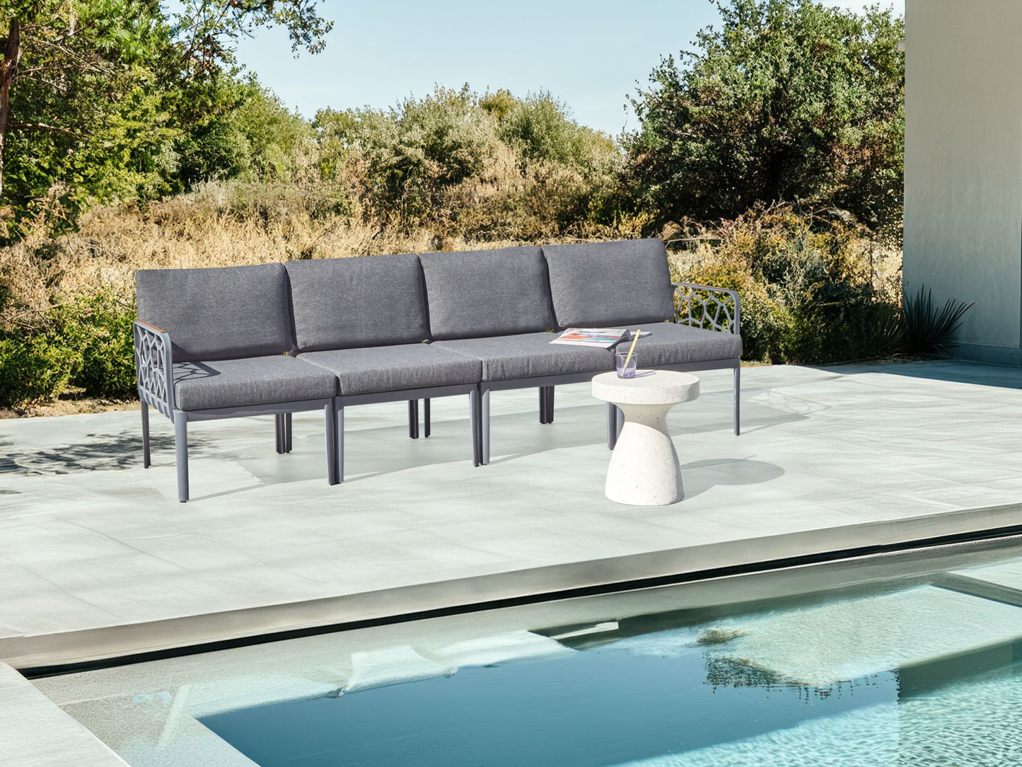 Garden Sofa Set 4 Seater ERICHE Dark Grey