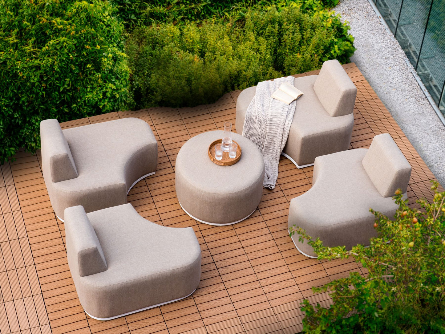 Garden Lounge Set with Table 4 Seater FABRO Fabric Beige