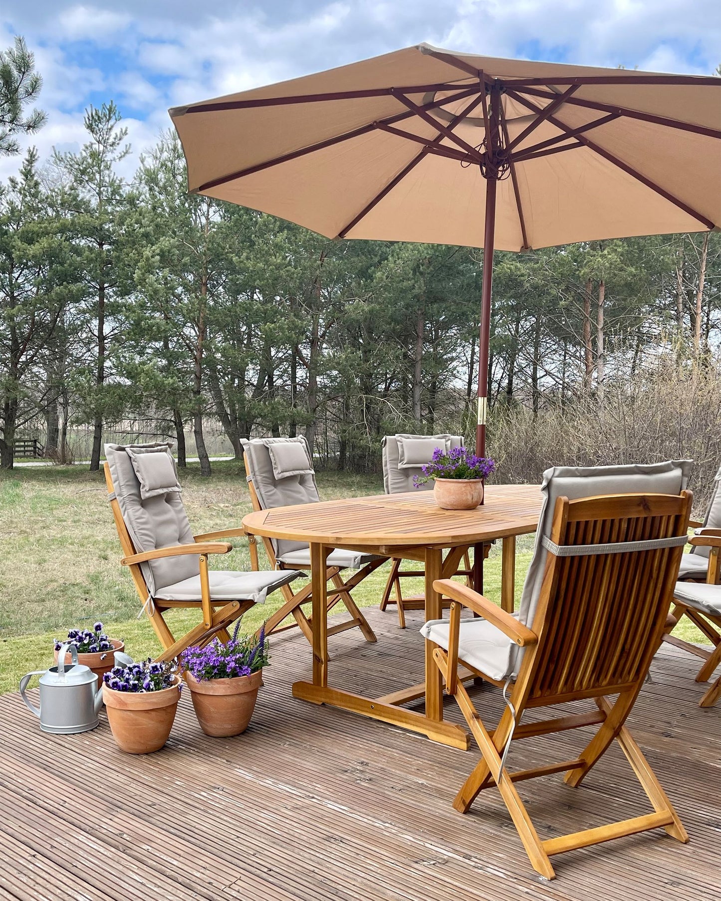 Set of 2 Garden Chairs with Cushions MAUI II Acacia Wood Taupe