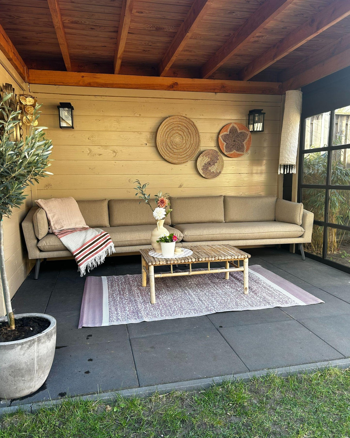 Garden Sofa 4 Seater LORETELLO Beige
