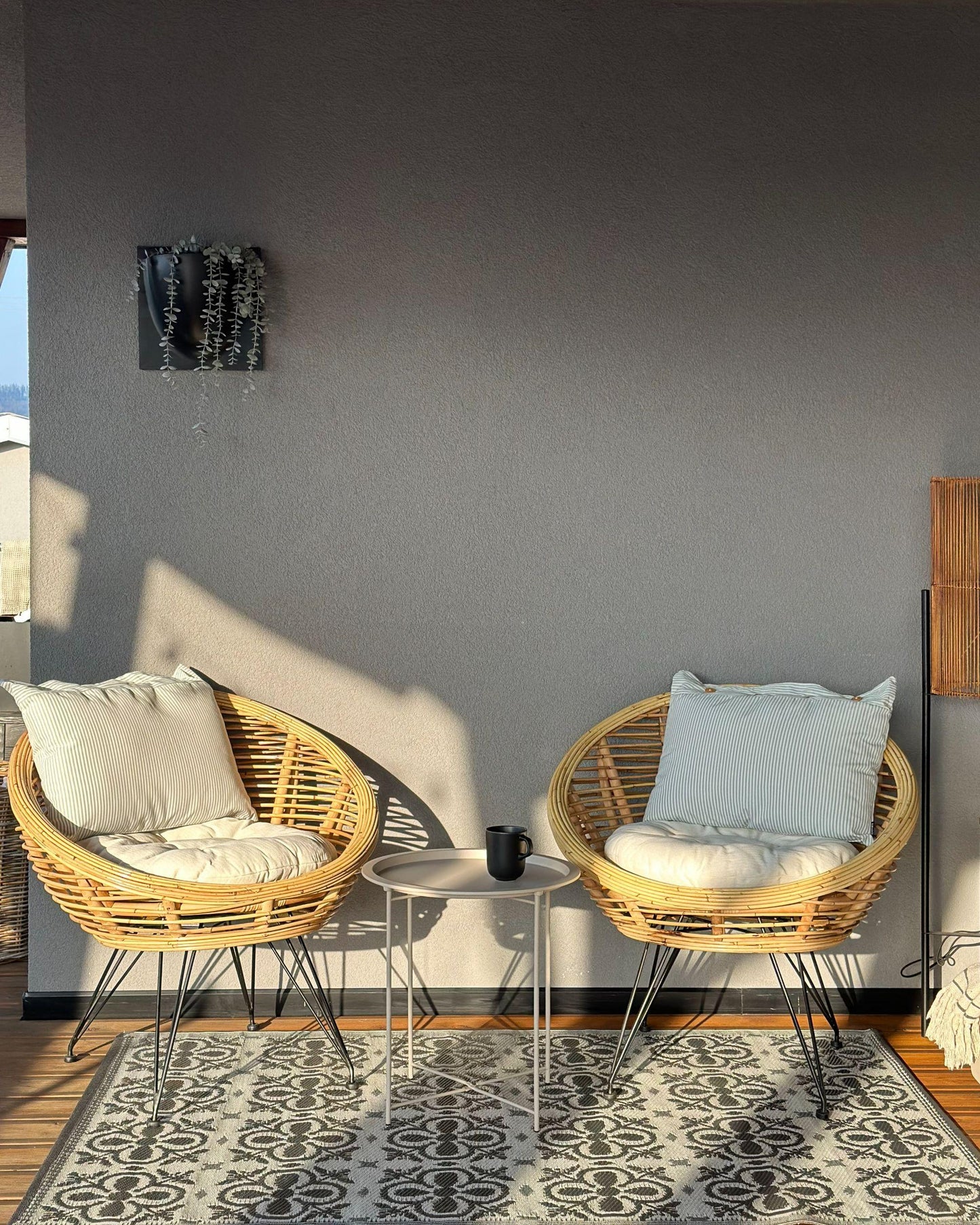 Set of 2 Garden Chairs with Cushions MARATEA Rattan Natural