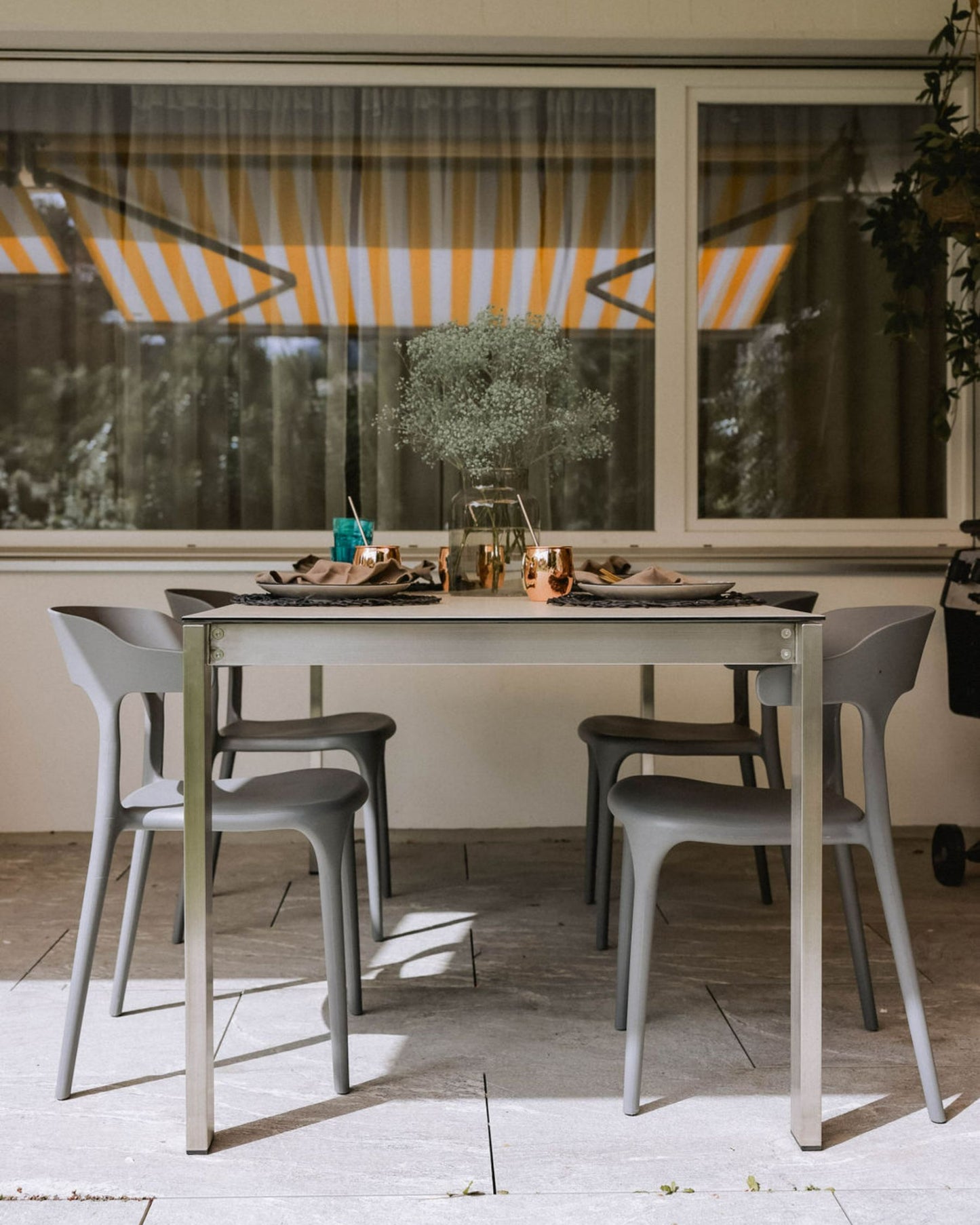 Set of 4 Garden Chairs GUBBIO Grey