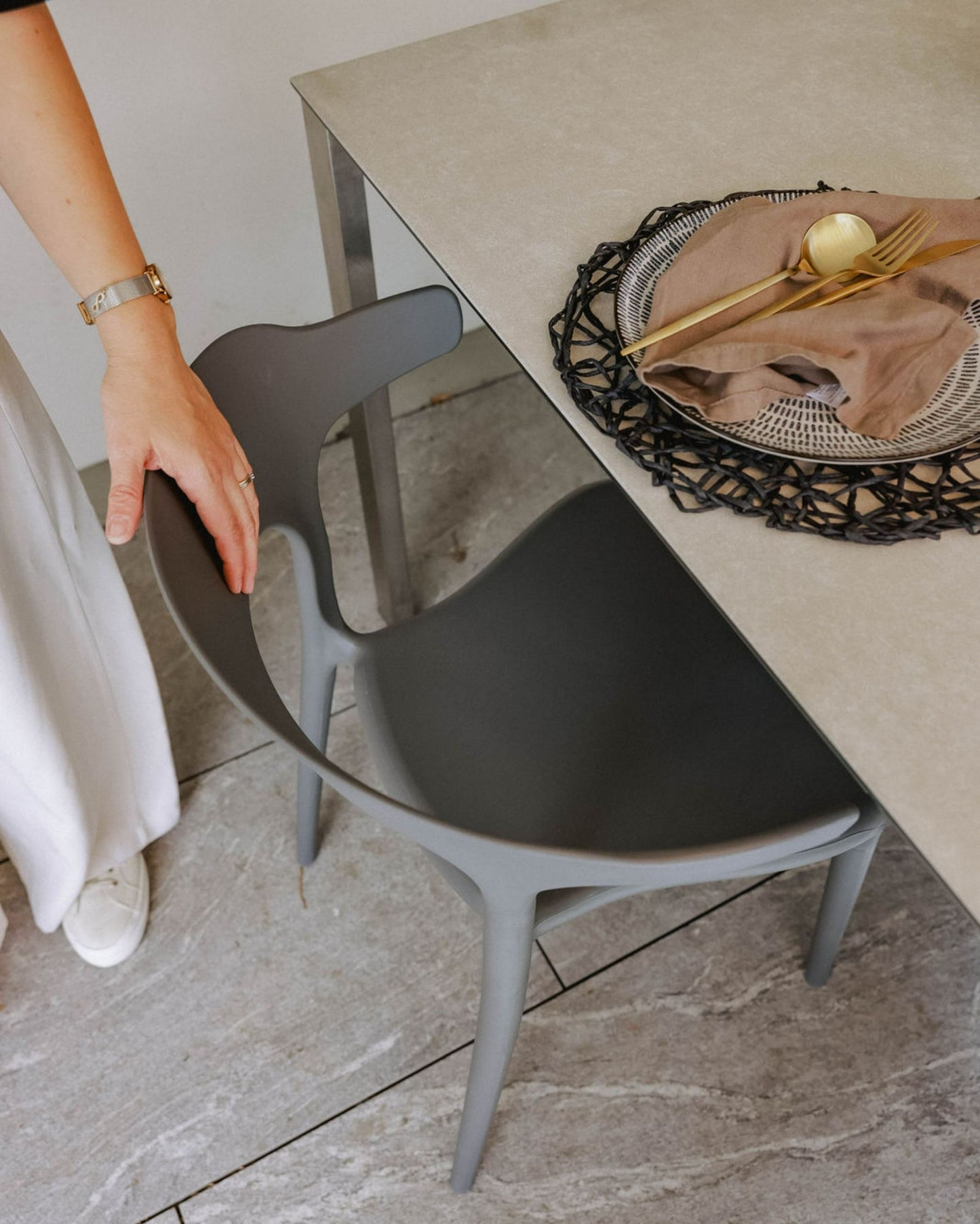 Set of 4 Garden Chairs GUBBIO Grey