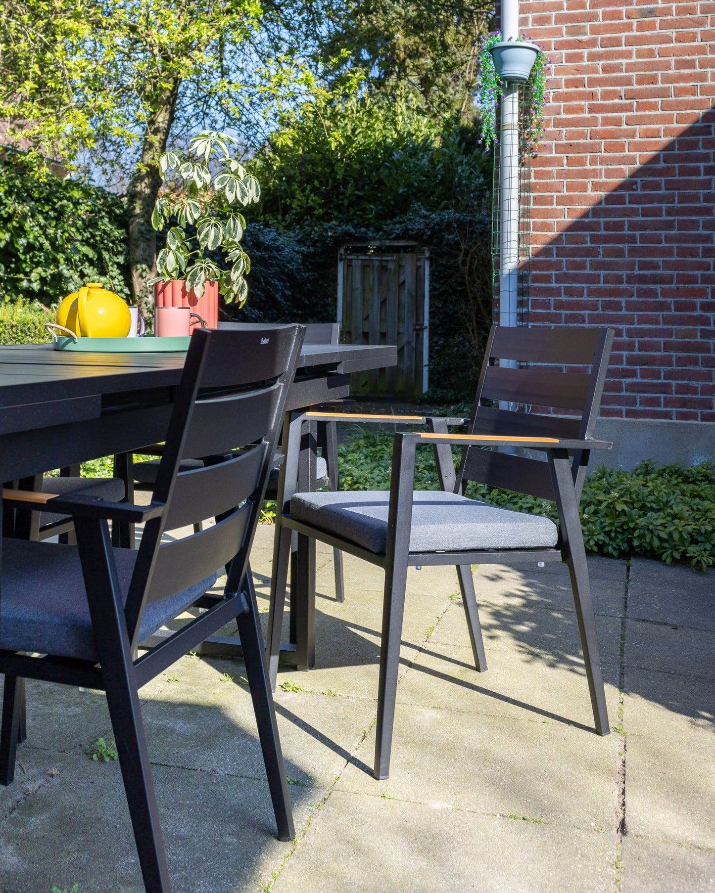 Garden Dining Set 8 Seater VALCANETTO/TAVIANO with Cushions Metal Black