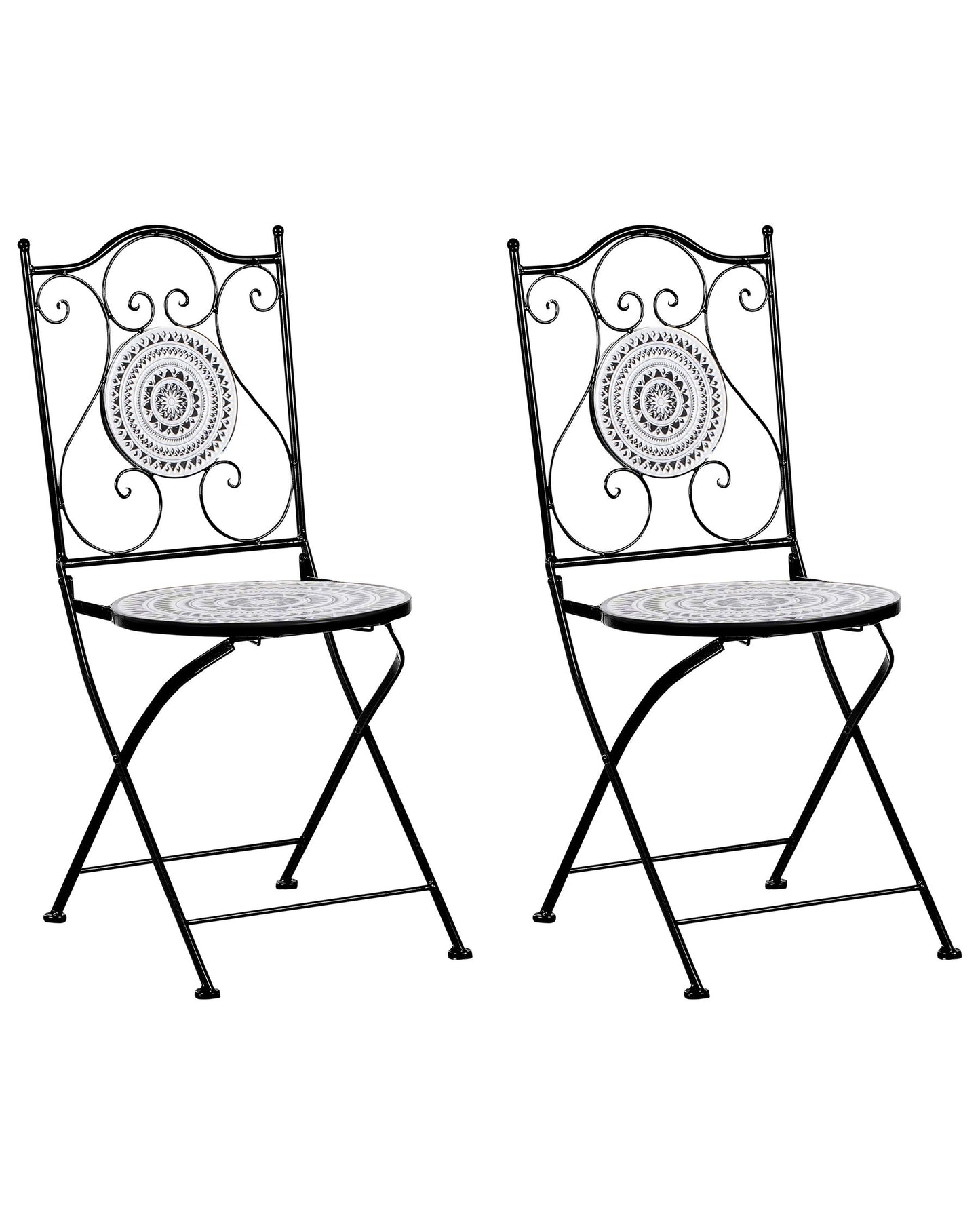 Set of 2 Garden Chairs COMISO Folding Metal Black/ White