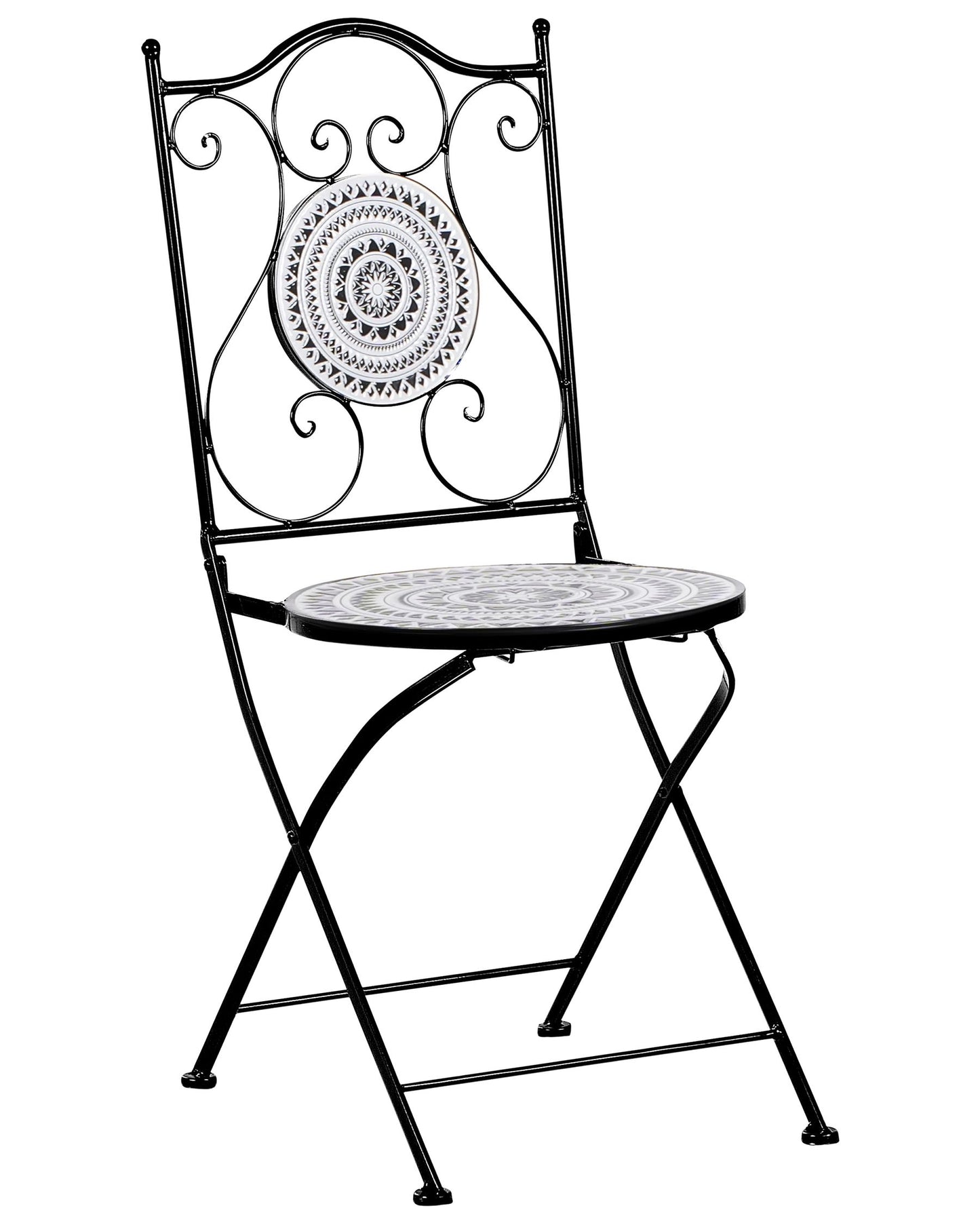 Set of 2 Garden Chairs COMISO Folding Metal Black/ White