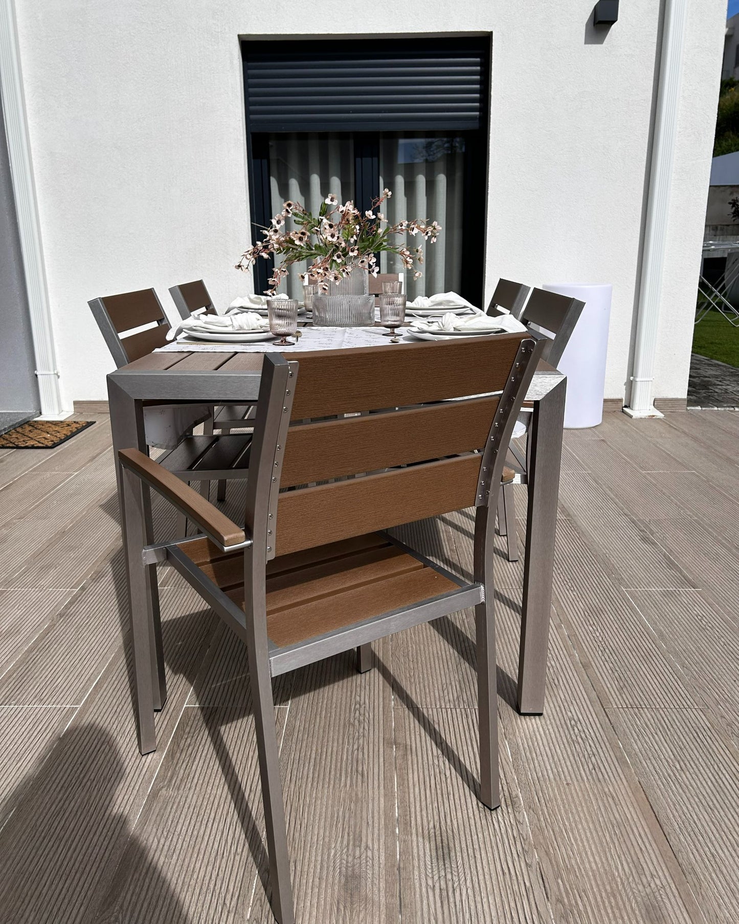 Set of 6 Garden Chairs VERNIO Brown