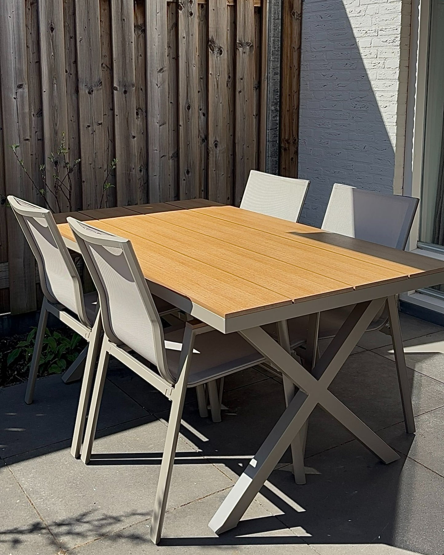 Garden Dining Set 4 Seater TIANO Metal Grey