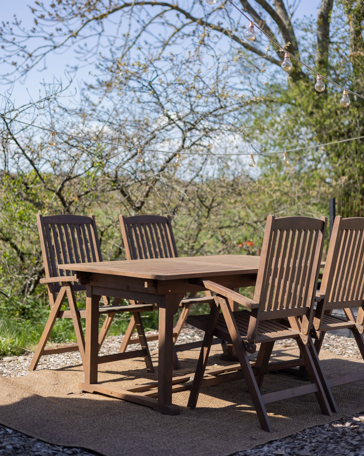 Garden Dining Set 6 Seater AMANTEA Acacia Wood Dark Brown