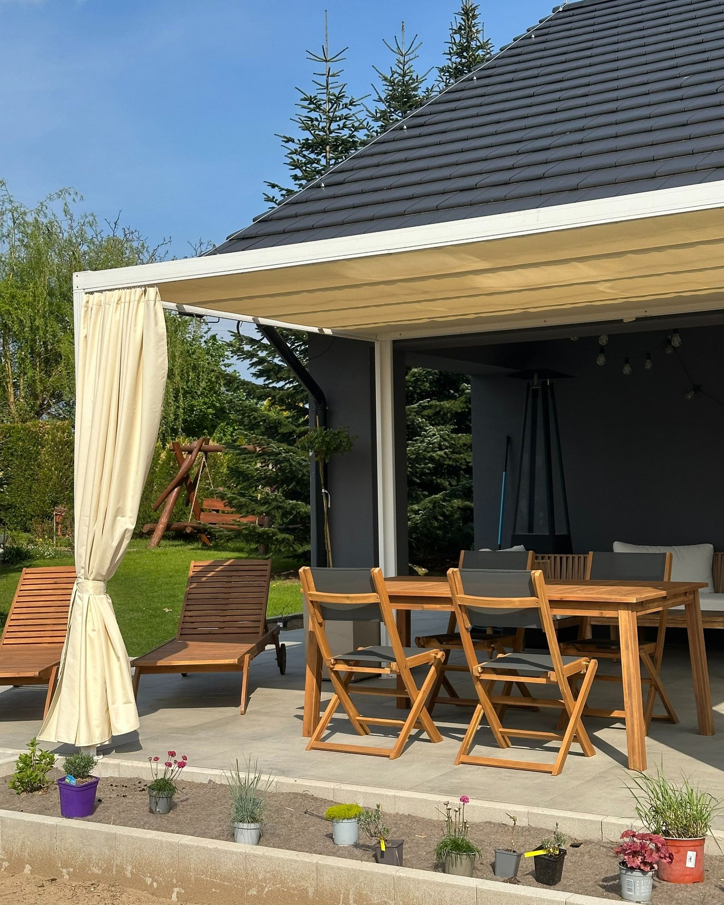Garden Dining Set with Loungers 8 Seater CESANA Acacia Wood Light Brown