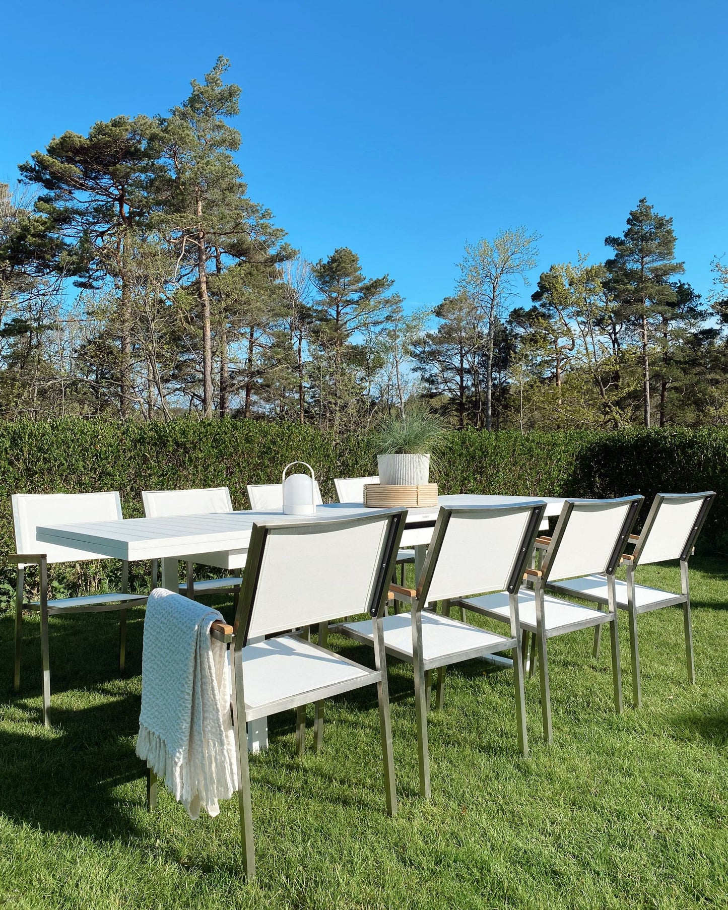 Garden Dining Set 8 Seater VALCANETTO/GROSSETO Metal White