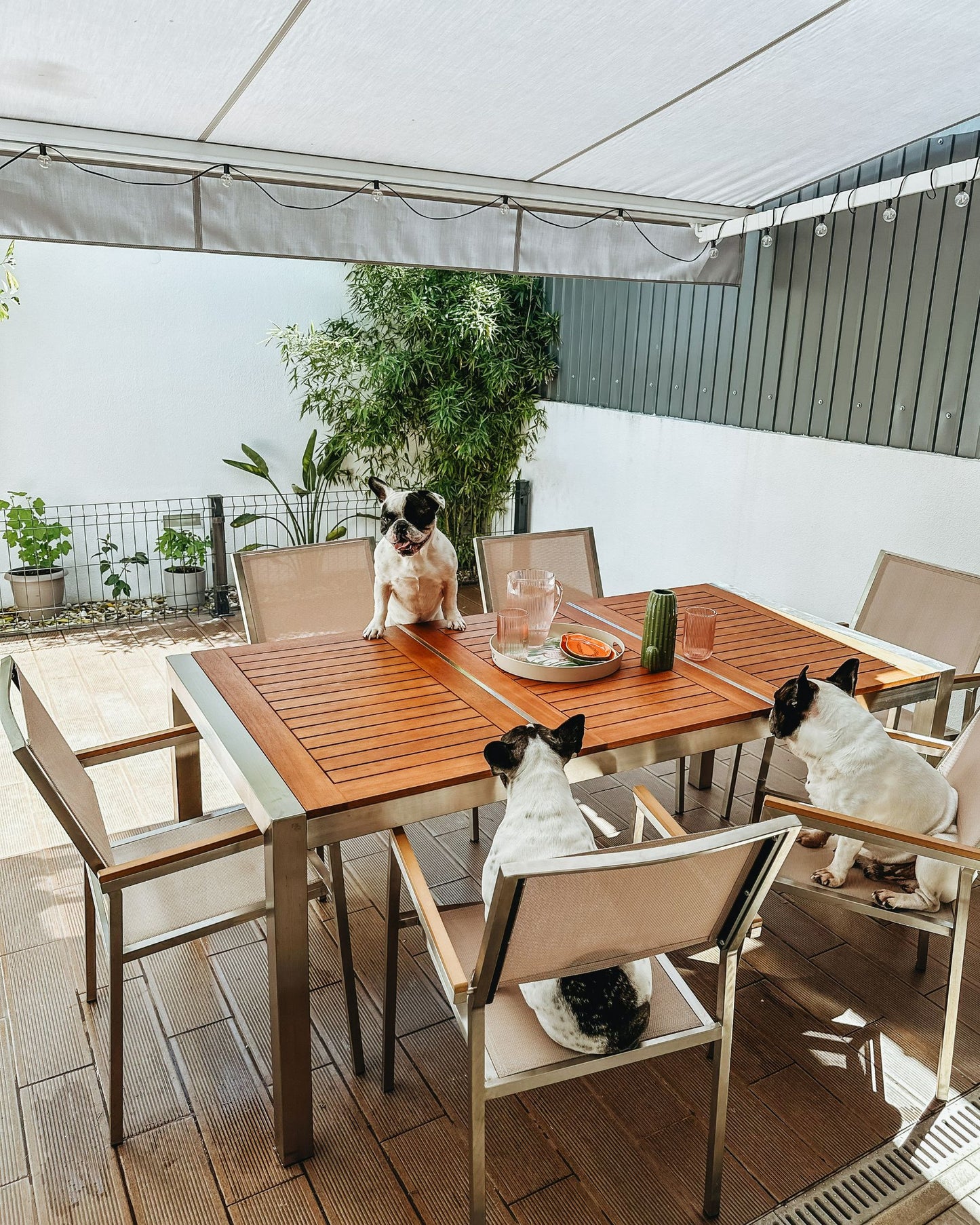 Garden Dining Set 6 Seater GROSSETO Eucalyptus Wood Brown/ Beige