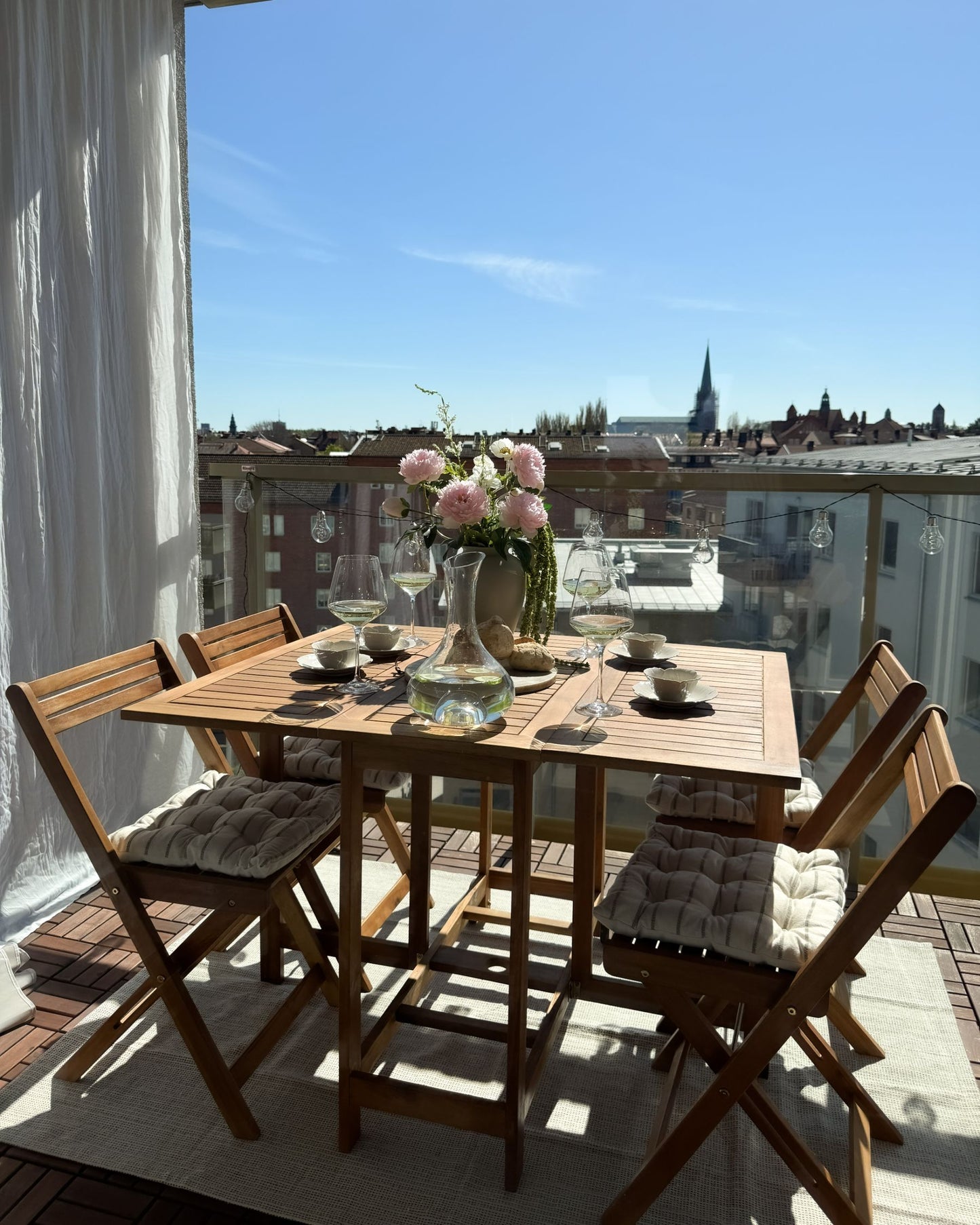 Garden Dining Set 4 Seater FRASSINE Acacia Wood Brown