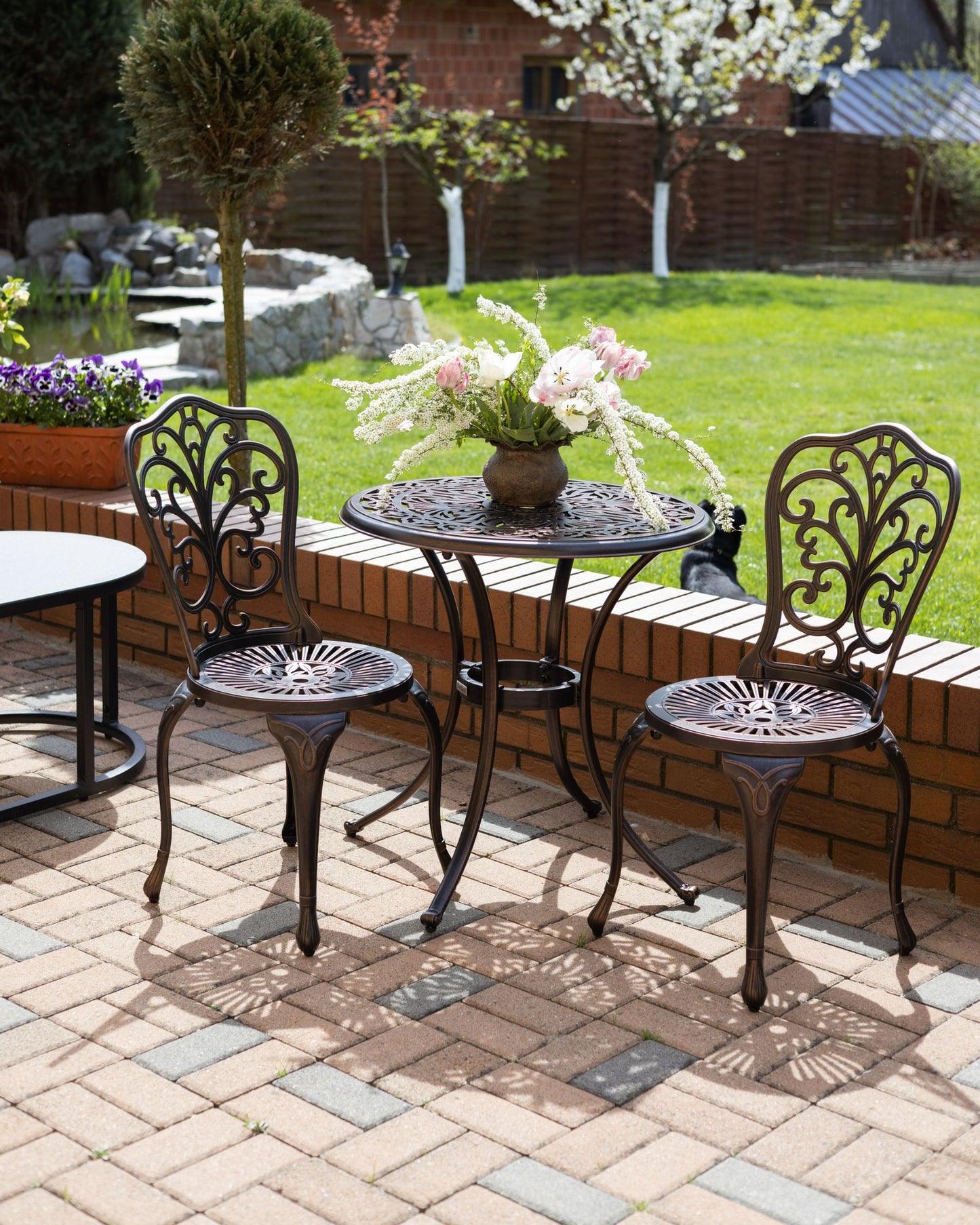 Set of 2 Garden Chairs TRIORA Metal Brown