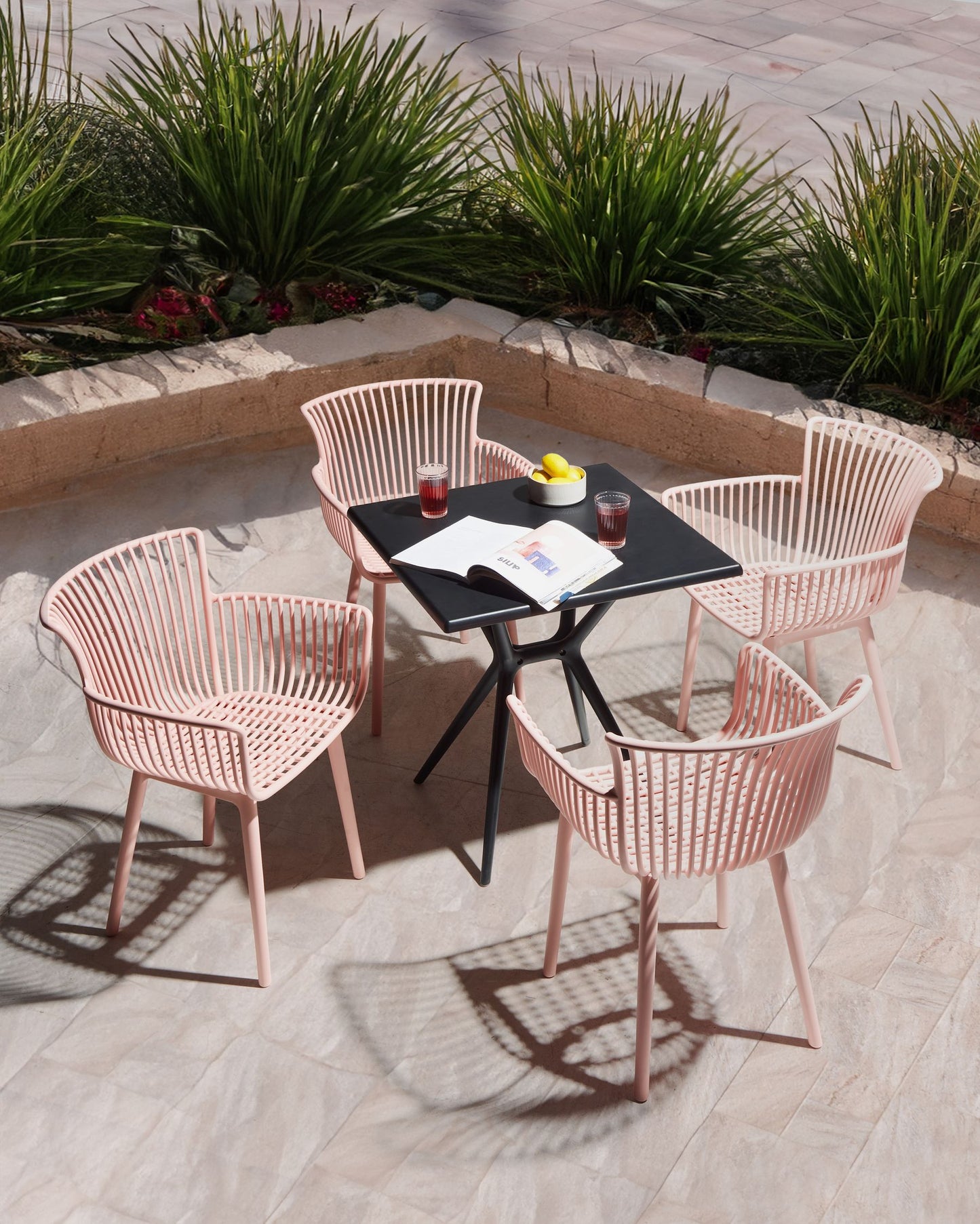 set of 4 garden chairs pesaro pink