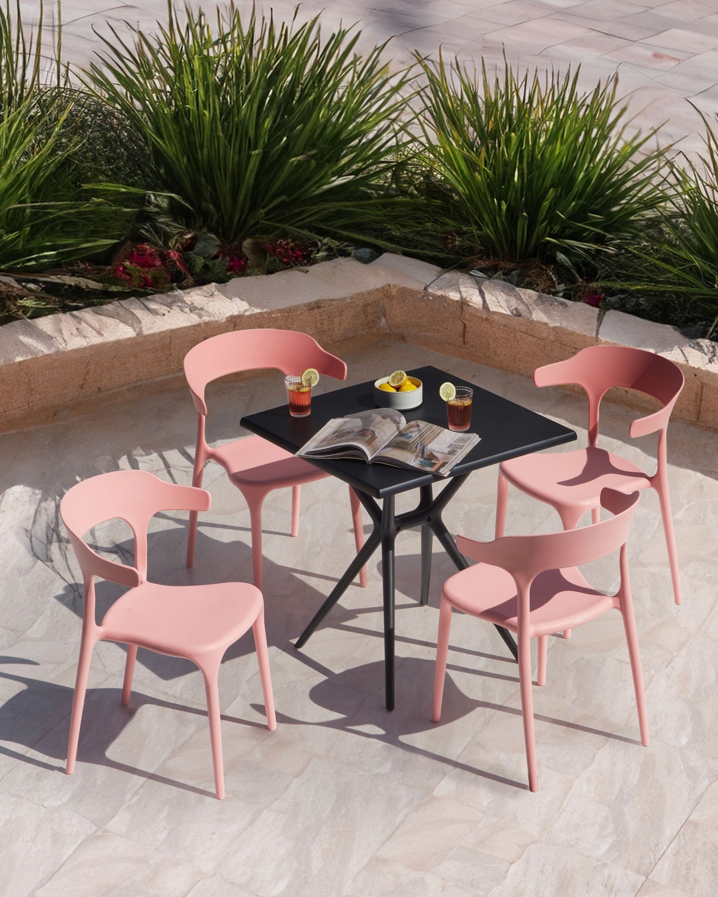 Set of 4 Garden Chairs GUBBIO Pink