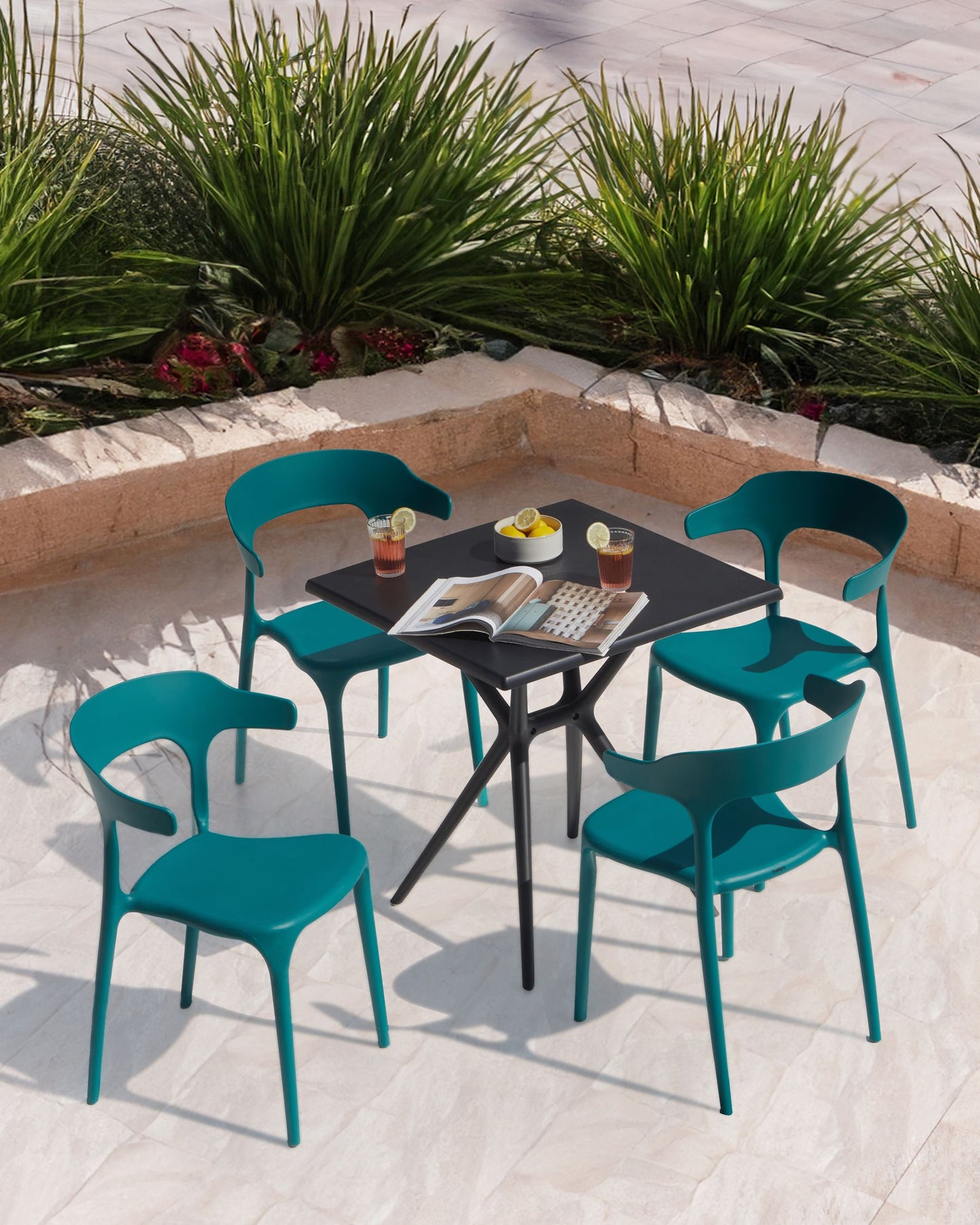 Set of 4 Garden Chairs GUBBIO Teal