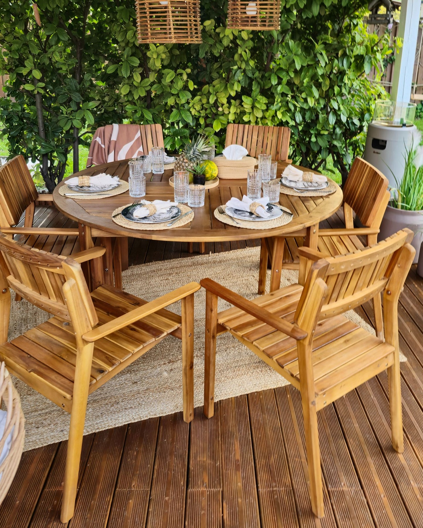 Garden Dining Set 6 Seater AGELLO Acacia Wood Brown