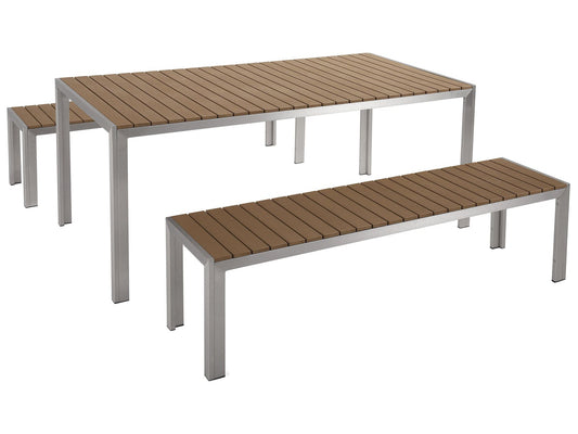 Garden Dining Set with Benches 6 Seater NARDO Brown