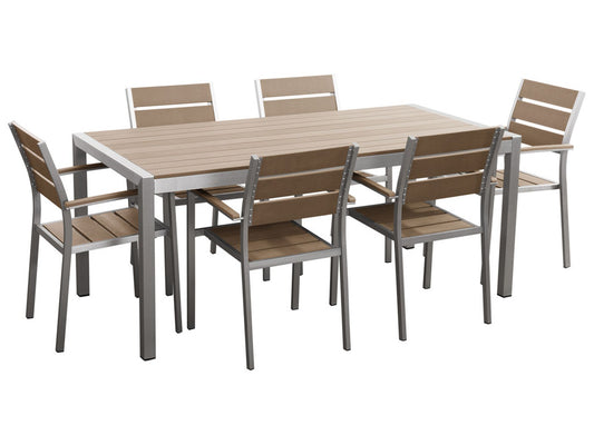 Garden Dining Set 6 Seater VERNIO Brown