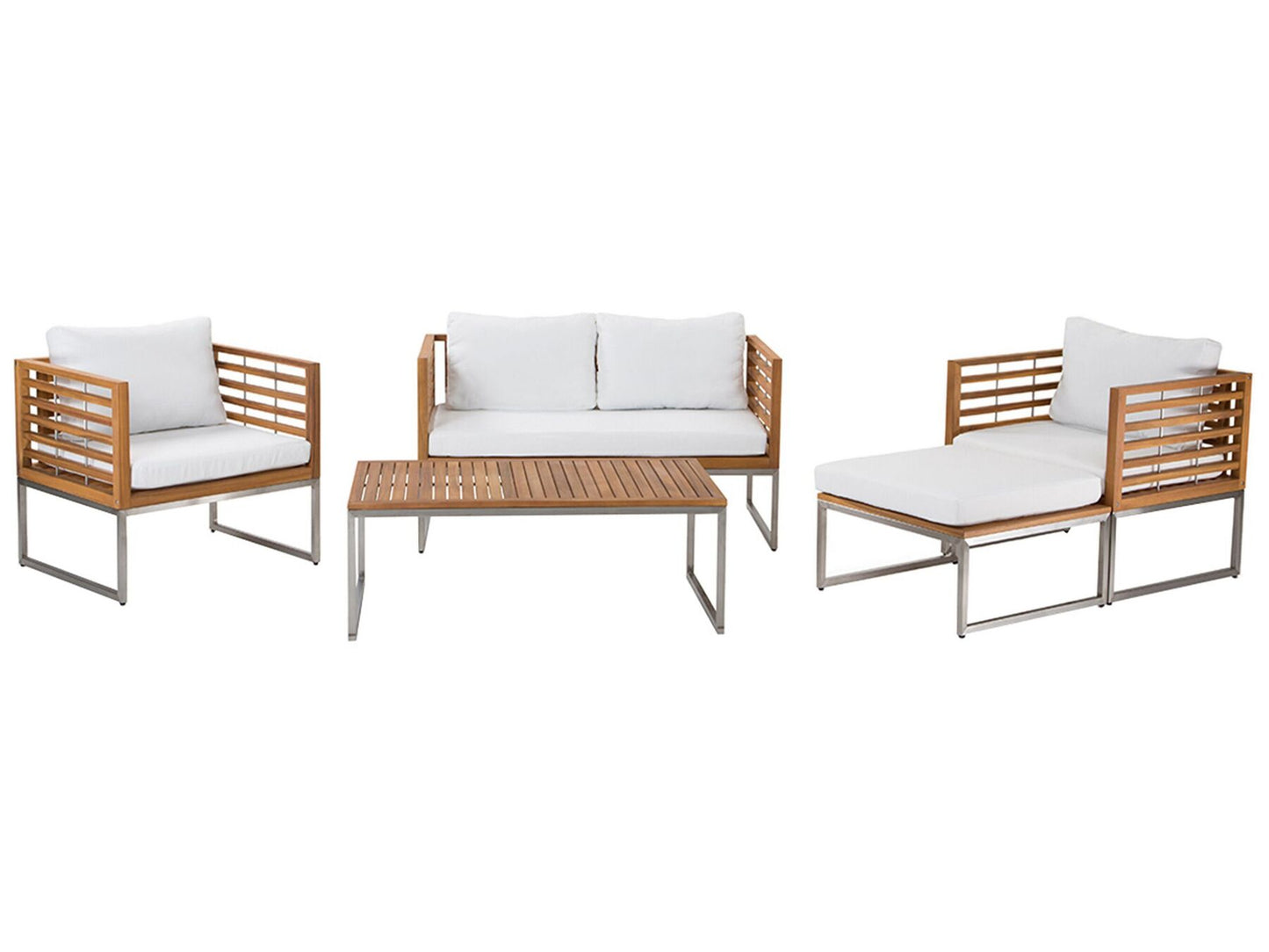Garden Lounge Set with Table 4 Seater BERMUDA Acacia Wood Brown
