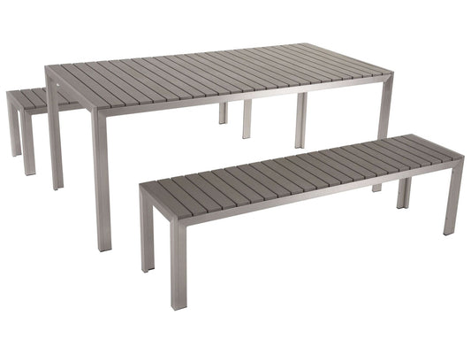 Garden Dining Set with Benches 6 Seater NARDO Grey