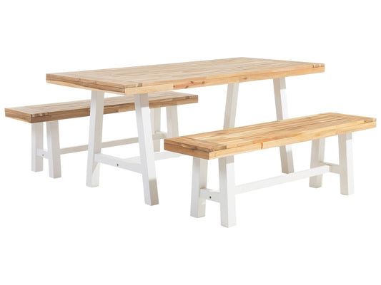 Garden Dining Set 6 Seater SCANIA Acacia Wood White