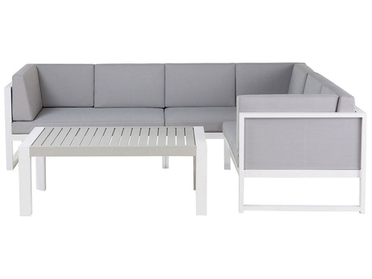 Garden Corner Sofa with Table 6 Seater CASTELLA Left Hand Metal Grey