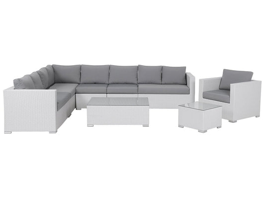 Garden Lounge Set with Table 8 Seater XXL Right Hand Modular PE Rattan White