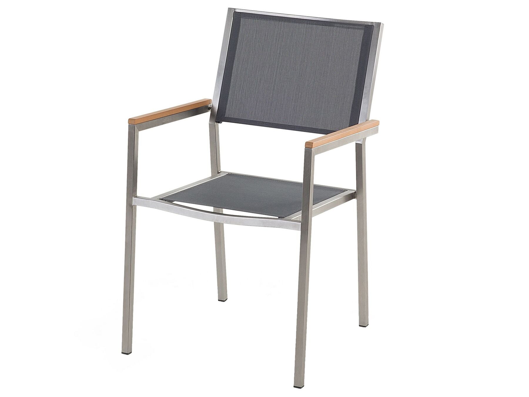 Garden Dining Set 6 Seater GROSSETO Tempered Glass Grey/ Black